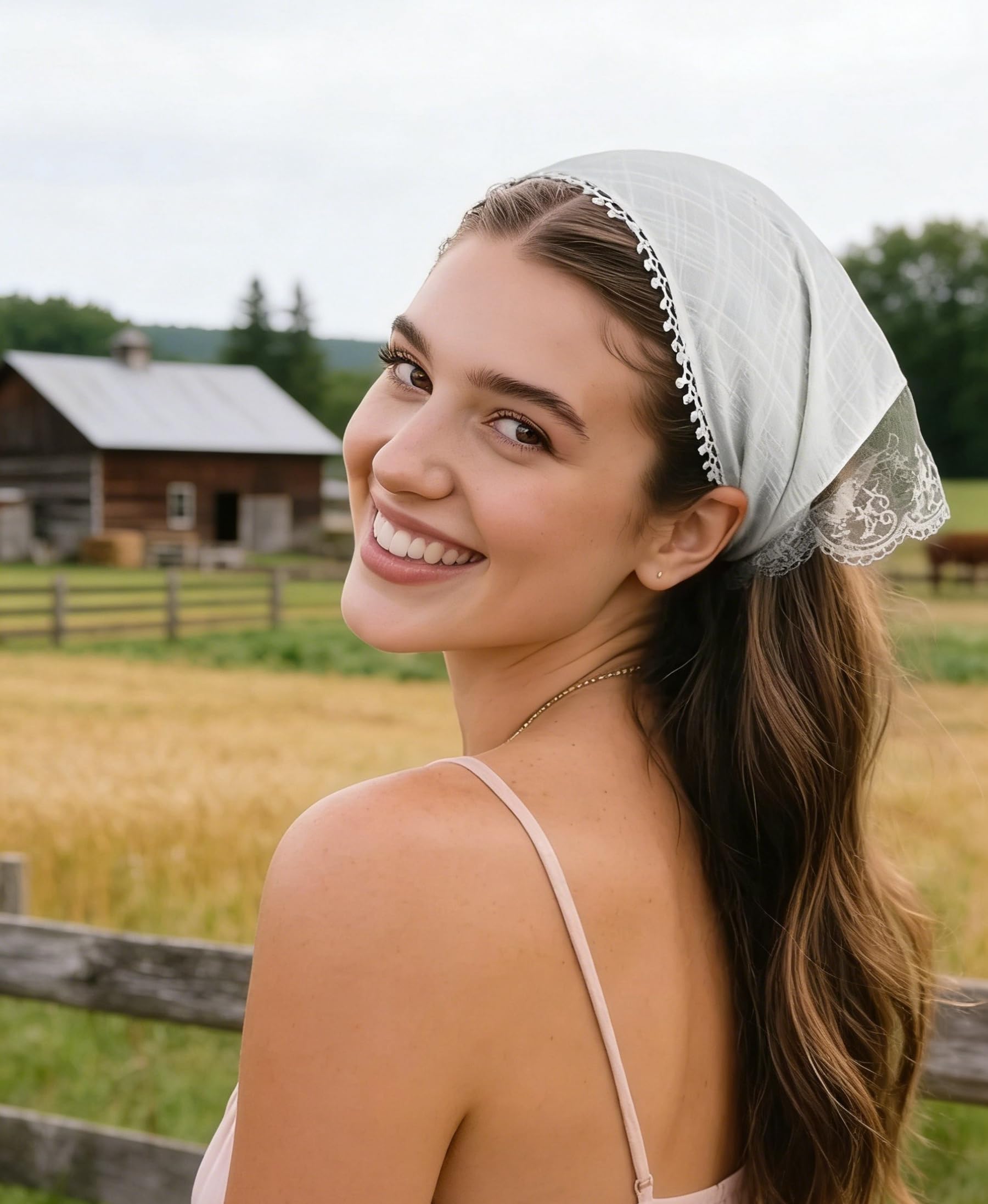Serre-tête dentelle blanc SL Sursarbelor, ajustable et facile à porter