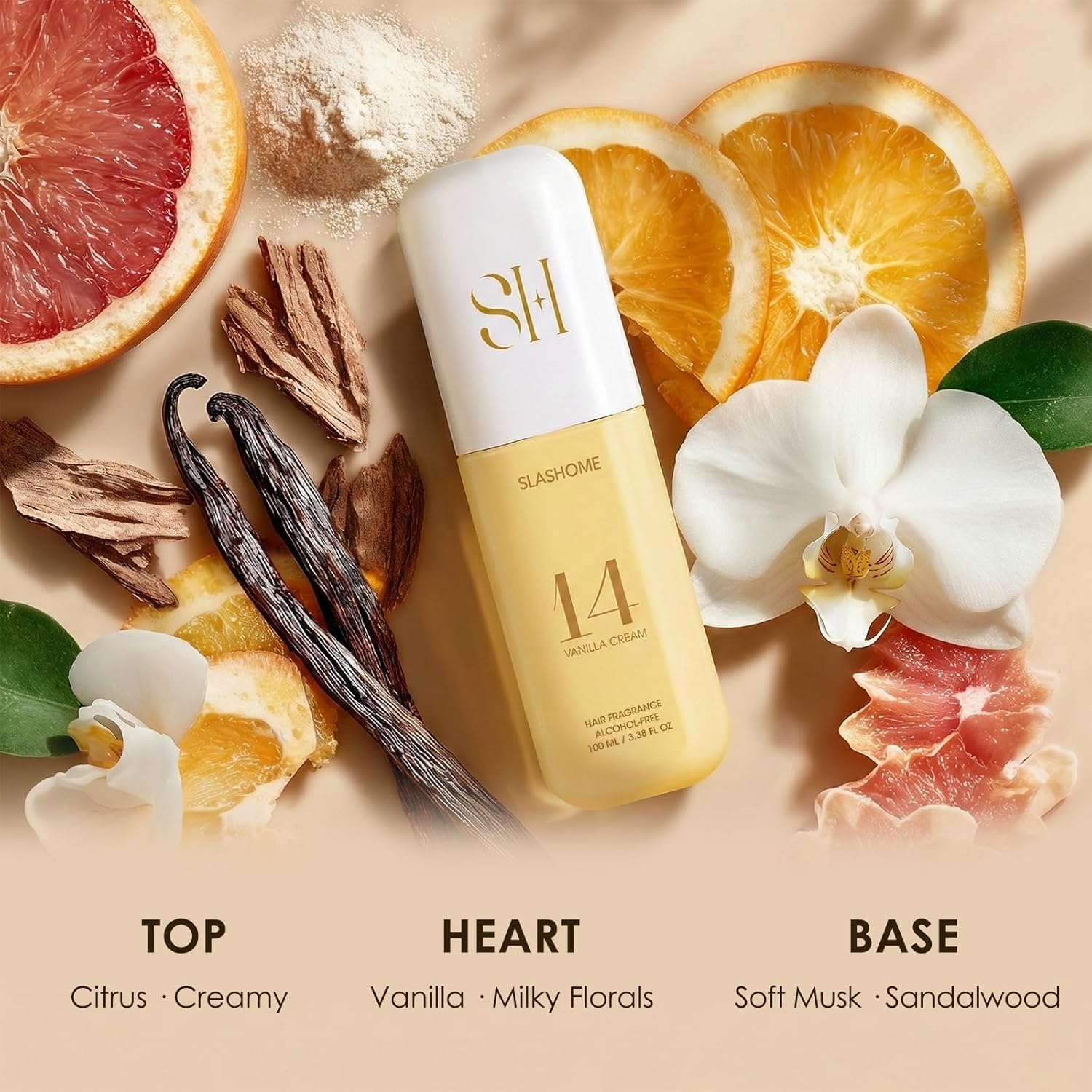 Pulvérisation douce Slashome Vanille Crème sur vêtements.