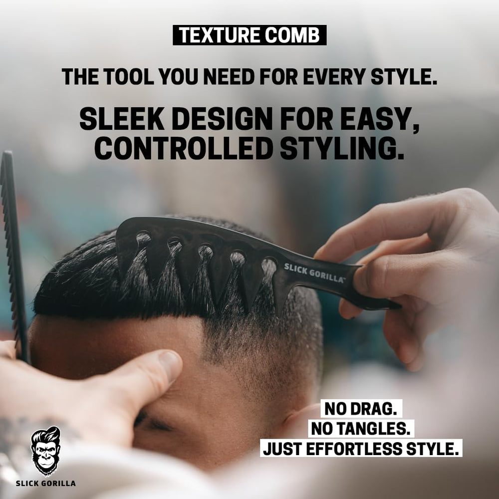 Slick Gorilla Texture Comb section en éventail double pour démêlage efficace.