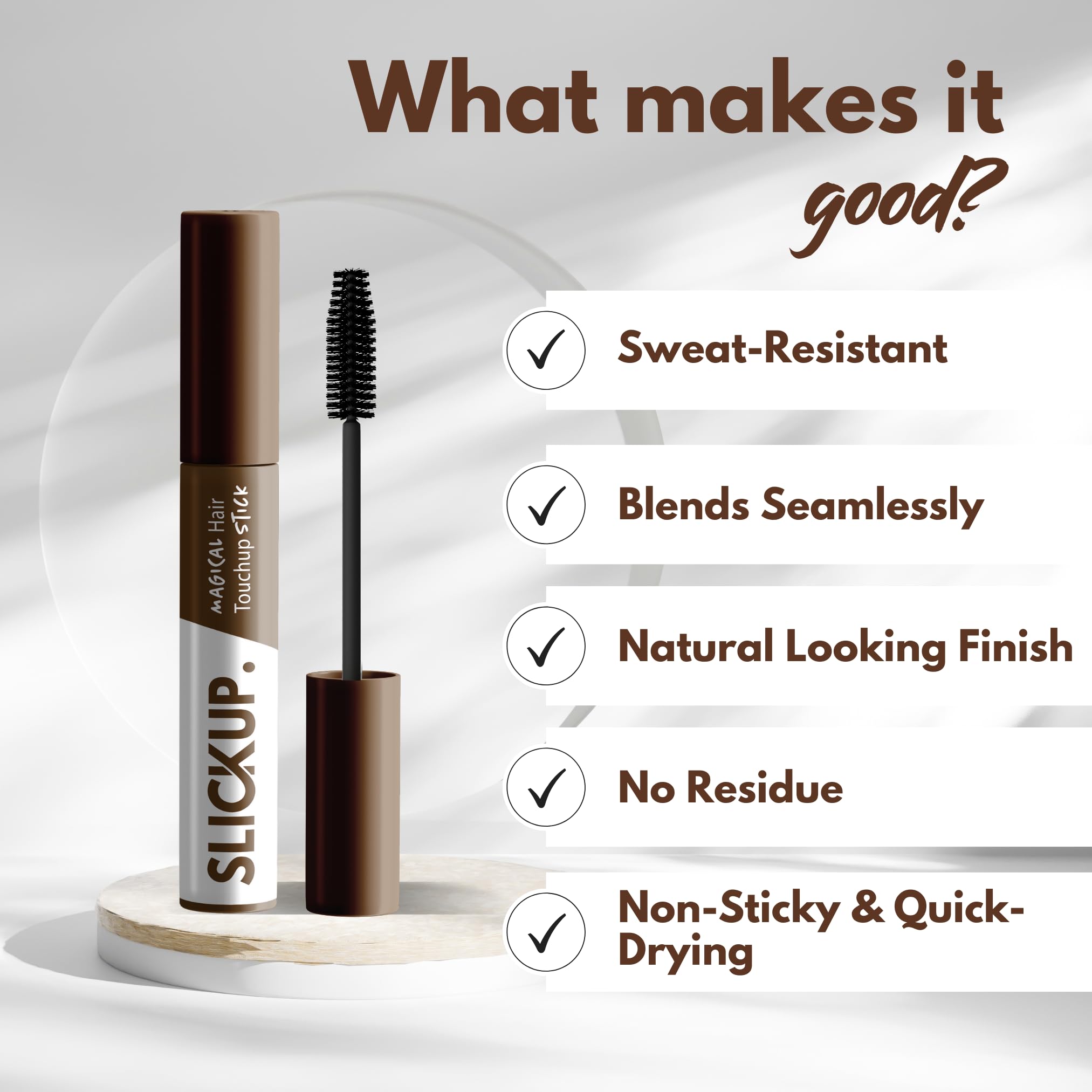 SLICKUP Stylo brun – brosse-mascara pour retouches rapides et propres