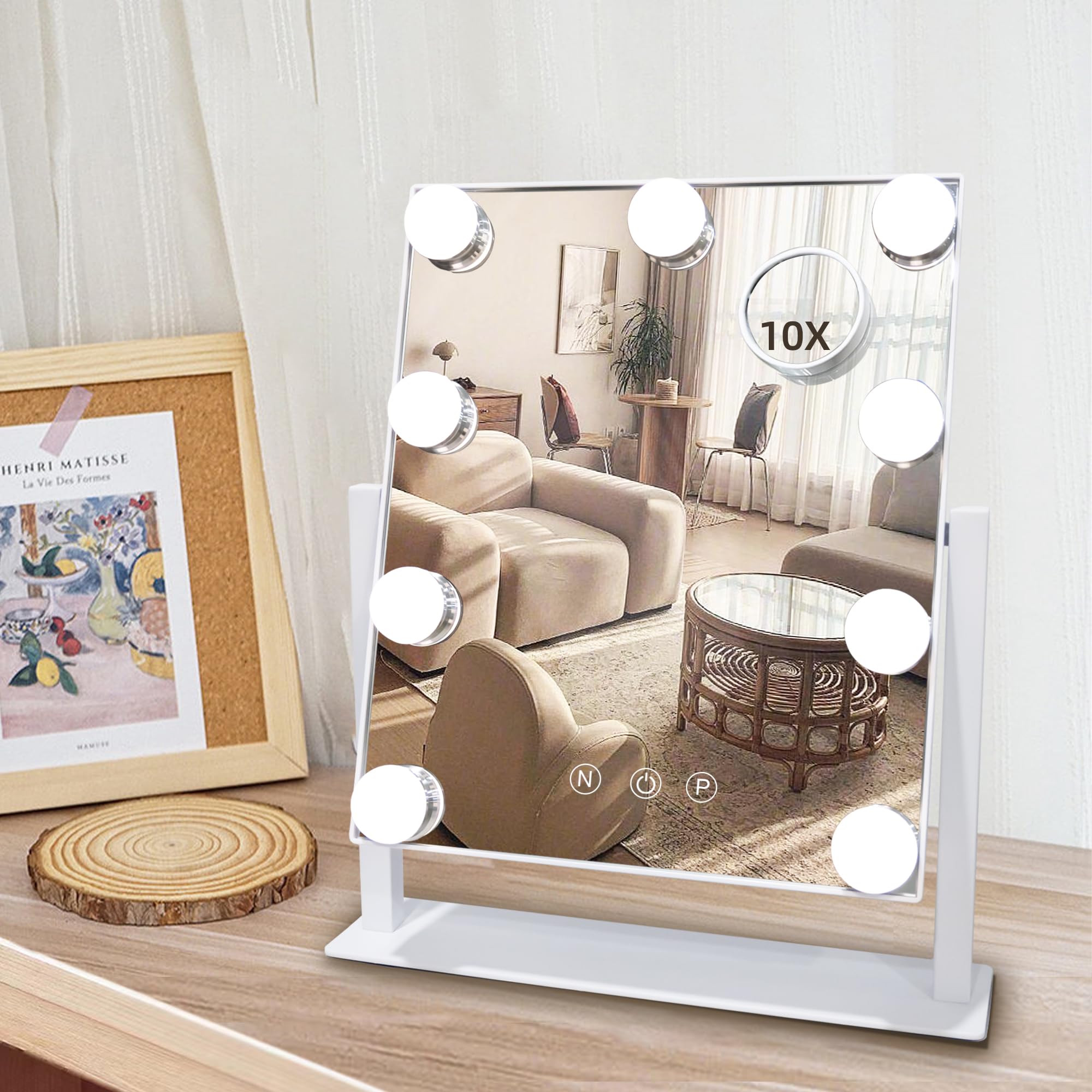 SLIMOON Miroir vanité Hollywood avec lumière intégrée pour maquillage précis.