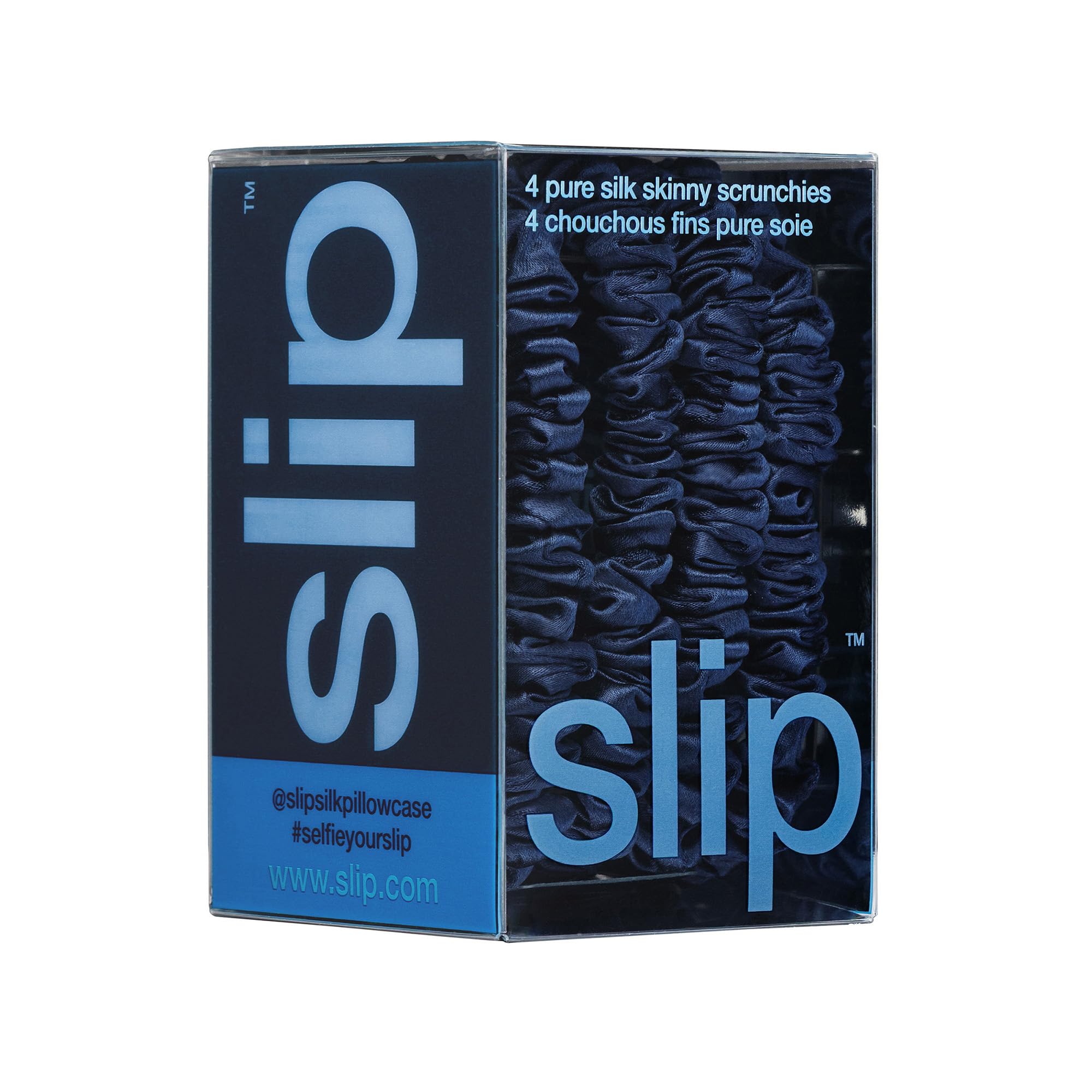 Élastiques Slip en soie bleu marine, accessoire chic pour toute journée.