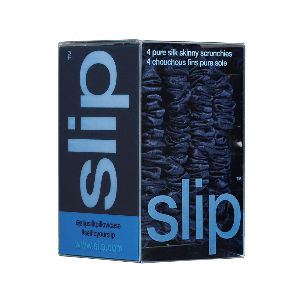 Élastiques Slip en soie bleu marine, accessoire chic pour toute journée.