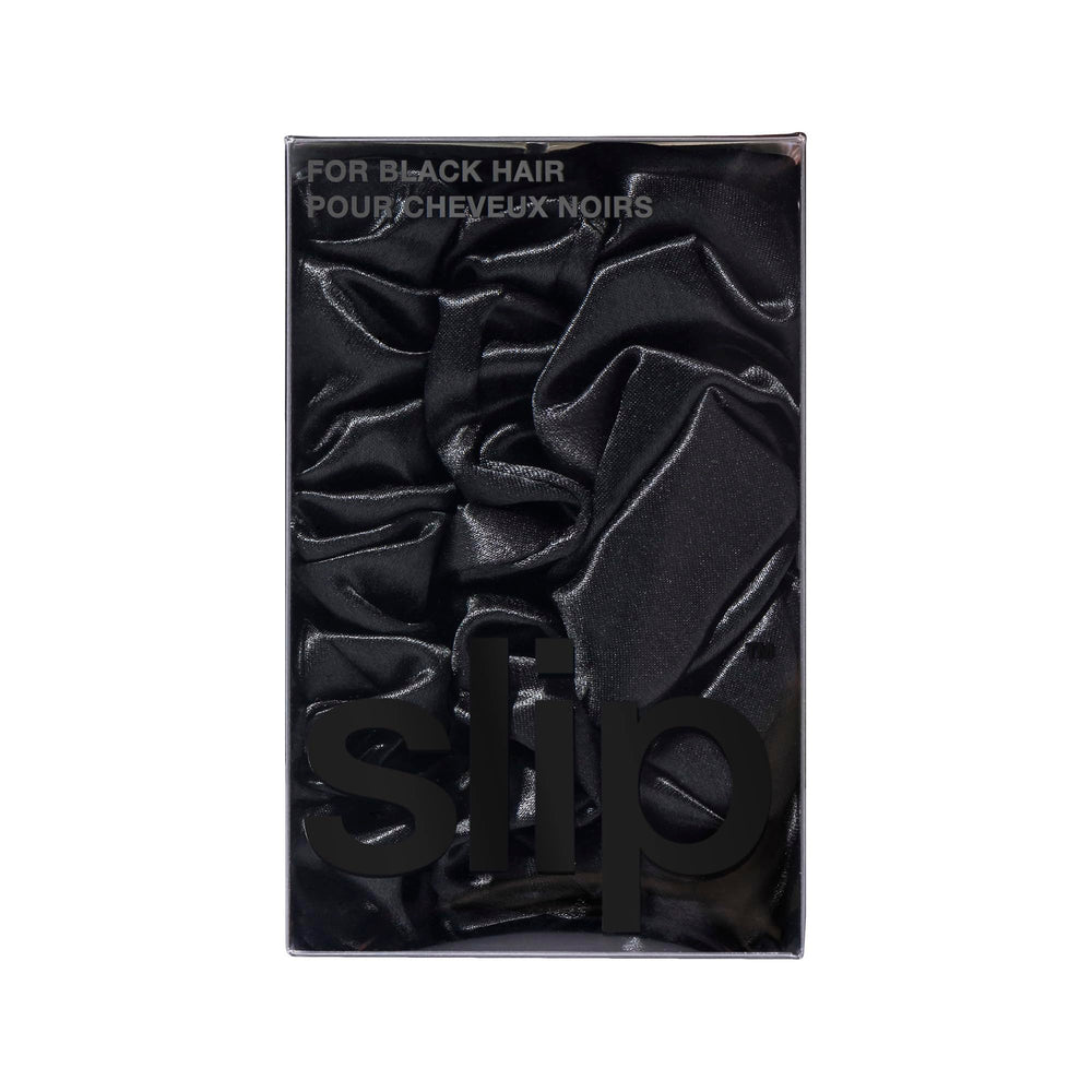 SLIP ensemble noir soie, deux midi et un grand, cadeau idéal.