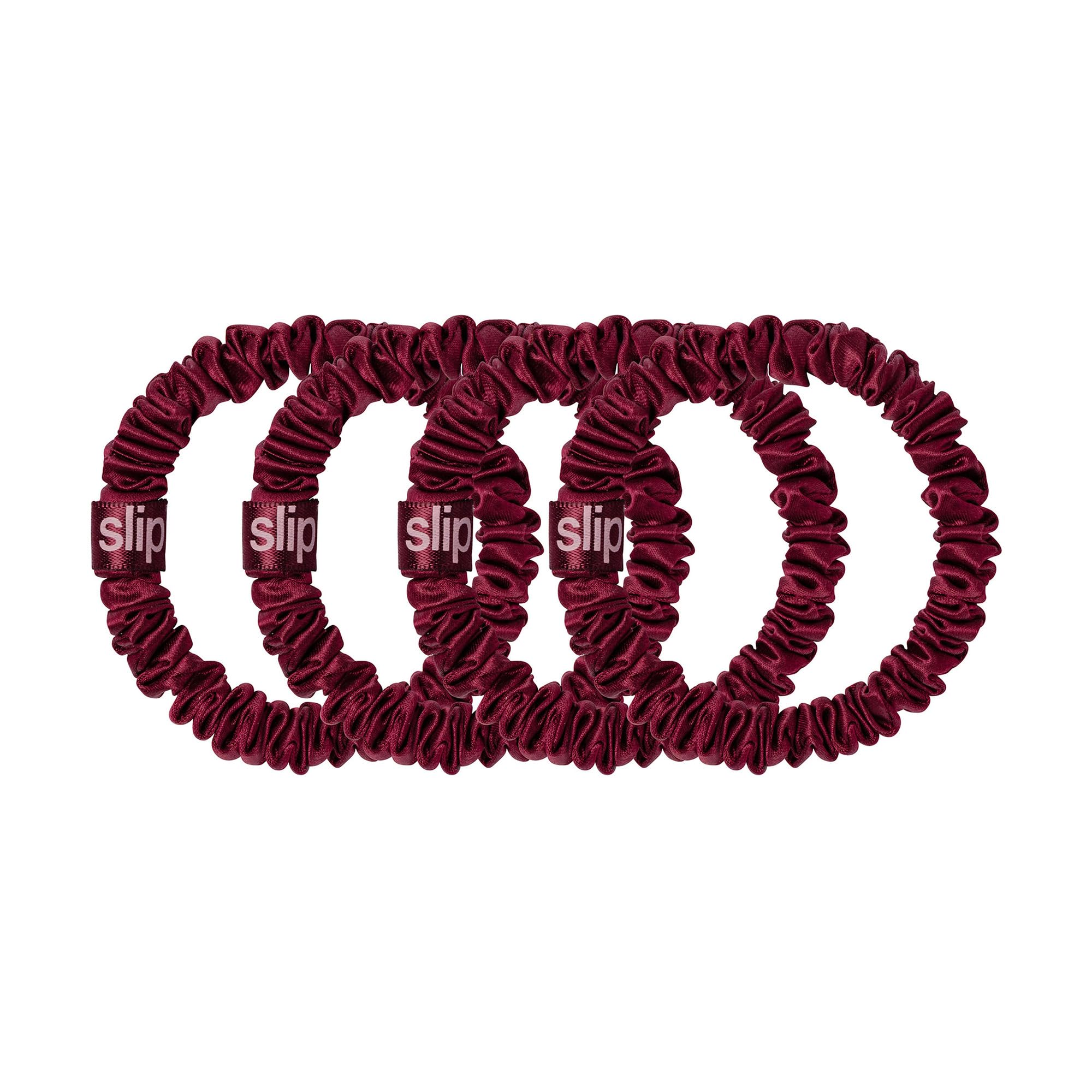 Scrunchies Slip soie bordeaux offrent une brillance naturelle sans effort.