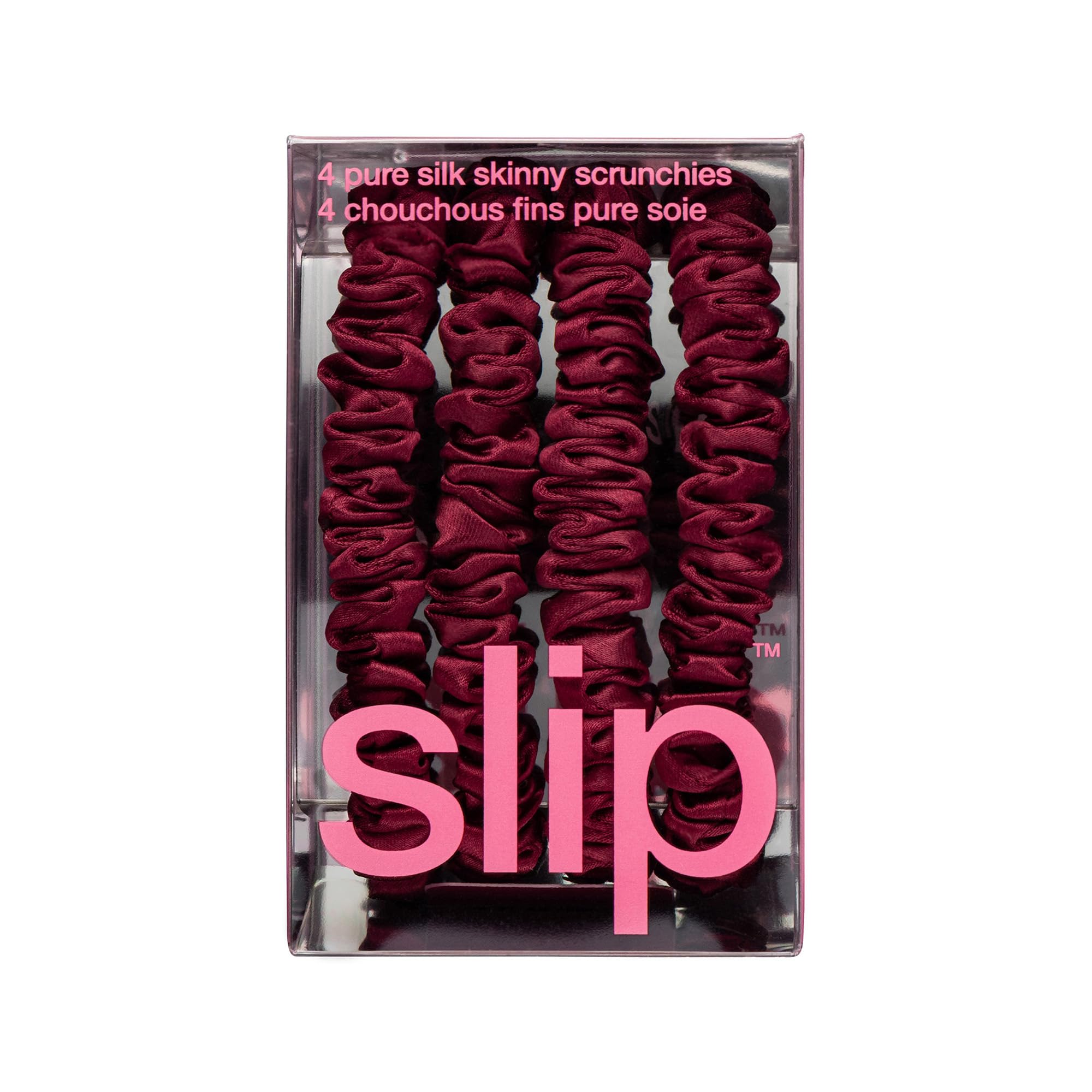 Style chic et sans tiraillement avec les scrunchies Slip en soie bordeaux.