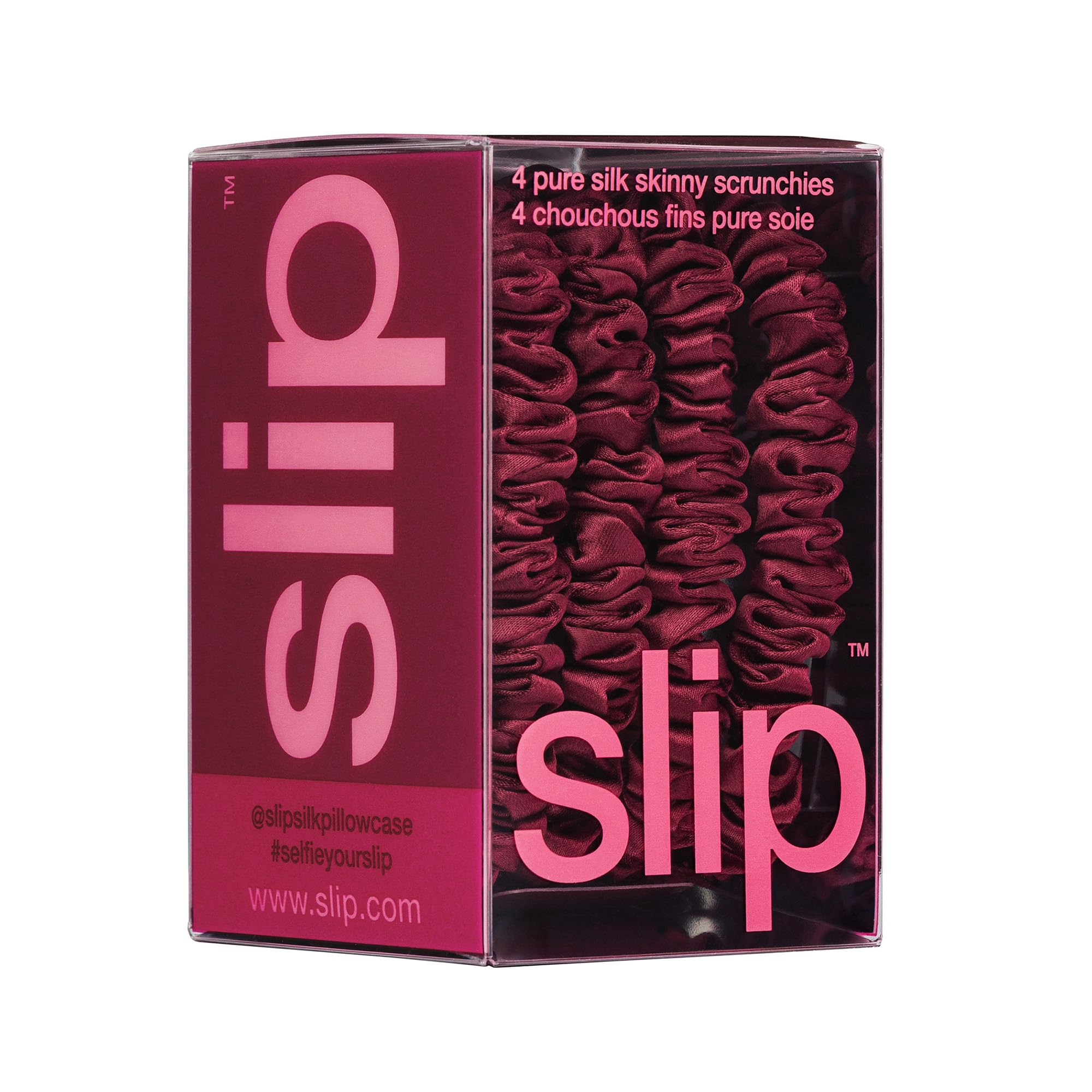 Lot de 4 scrunchies Slip en soie bordeaux pour varier les looks.
