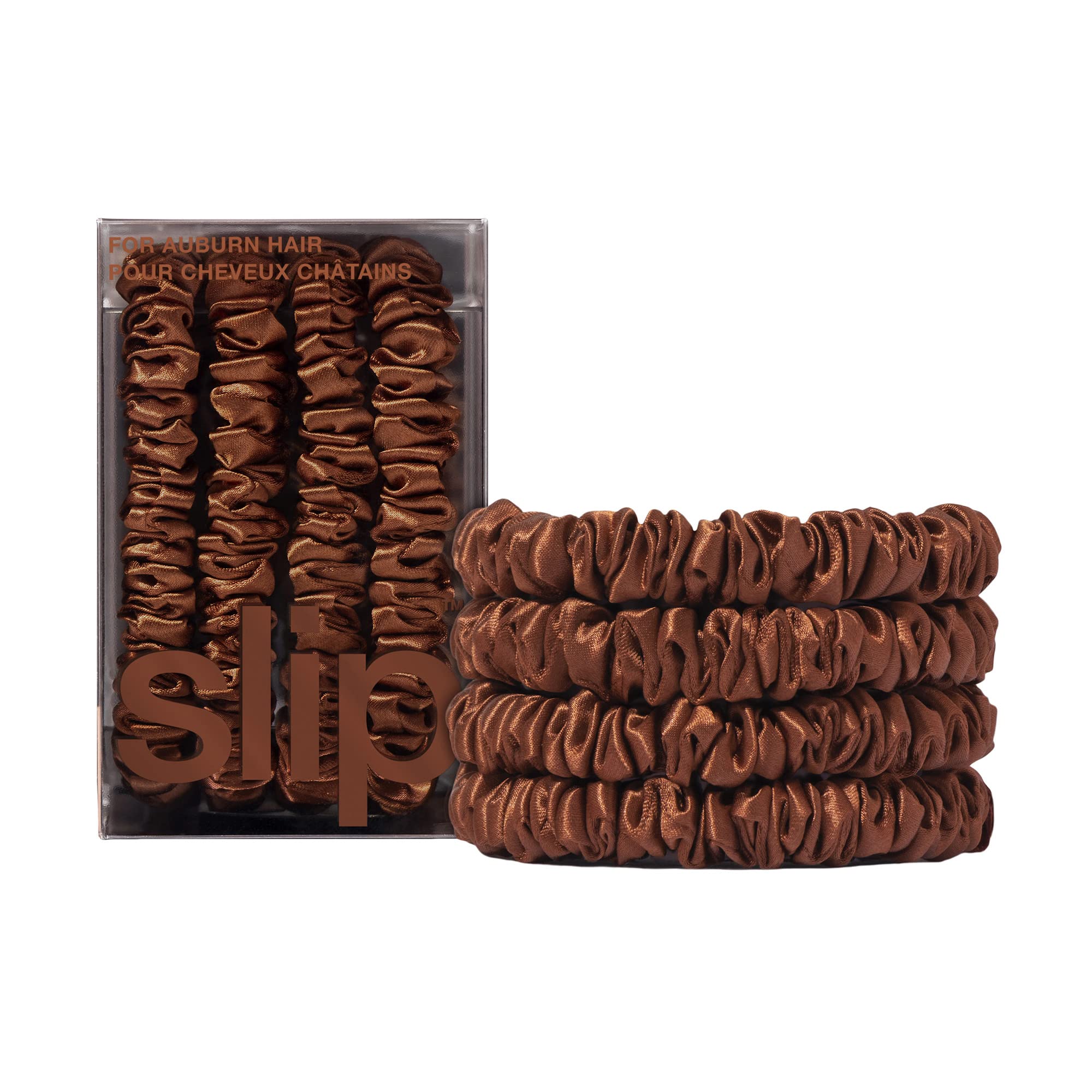 SLIP scrunchies auburn ensemble de quatre pour cheveux sans pli et élégants