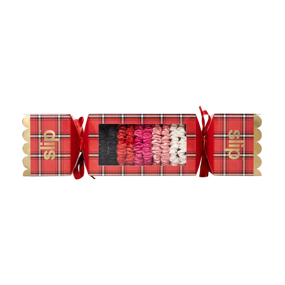 Scrunchies SLIP Skinny avec couleurs festives, parfaites pour Noël.