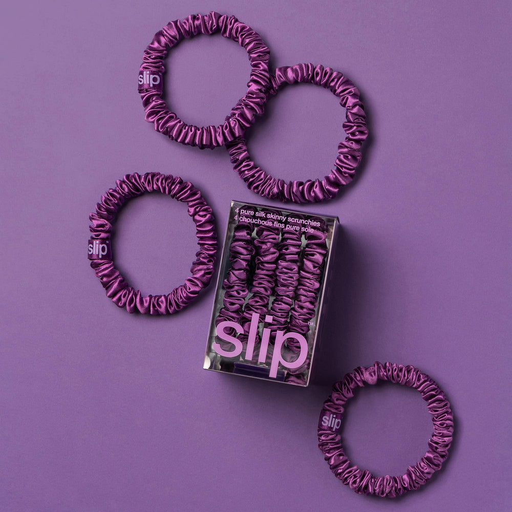 SLIP Skinny Scrunchies style chic violet foncé sans tiraillement.
