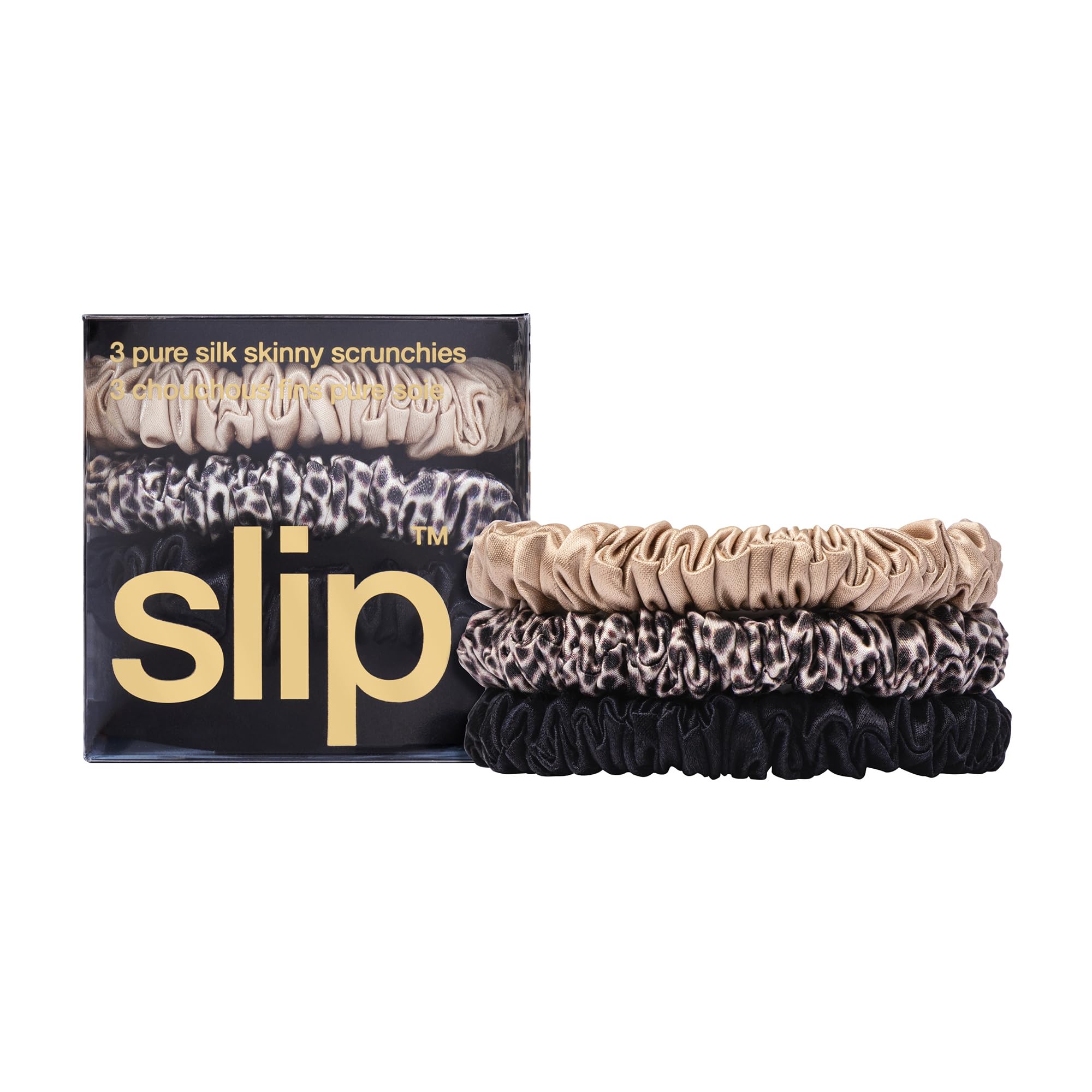 SLIP Skinny Scrunchies léopard, look chic et soin contre les cassures.