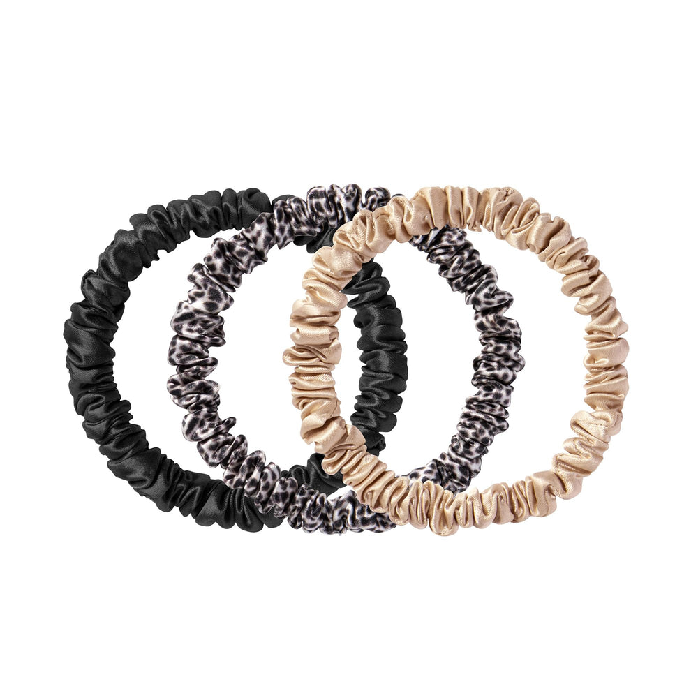 SLIP Skinny Scrunchies noir, tenue douce sans traces pour cheveux délicats.