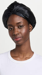 SLIP Turban en soie Pure Noir, idéal en voyage pour un look soigné et confortable.