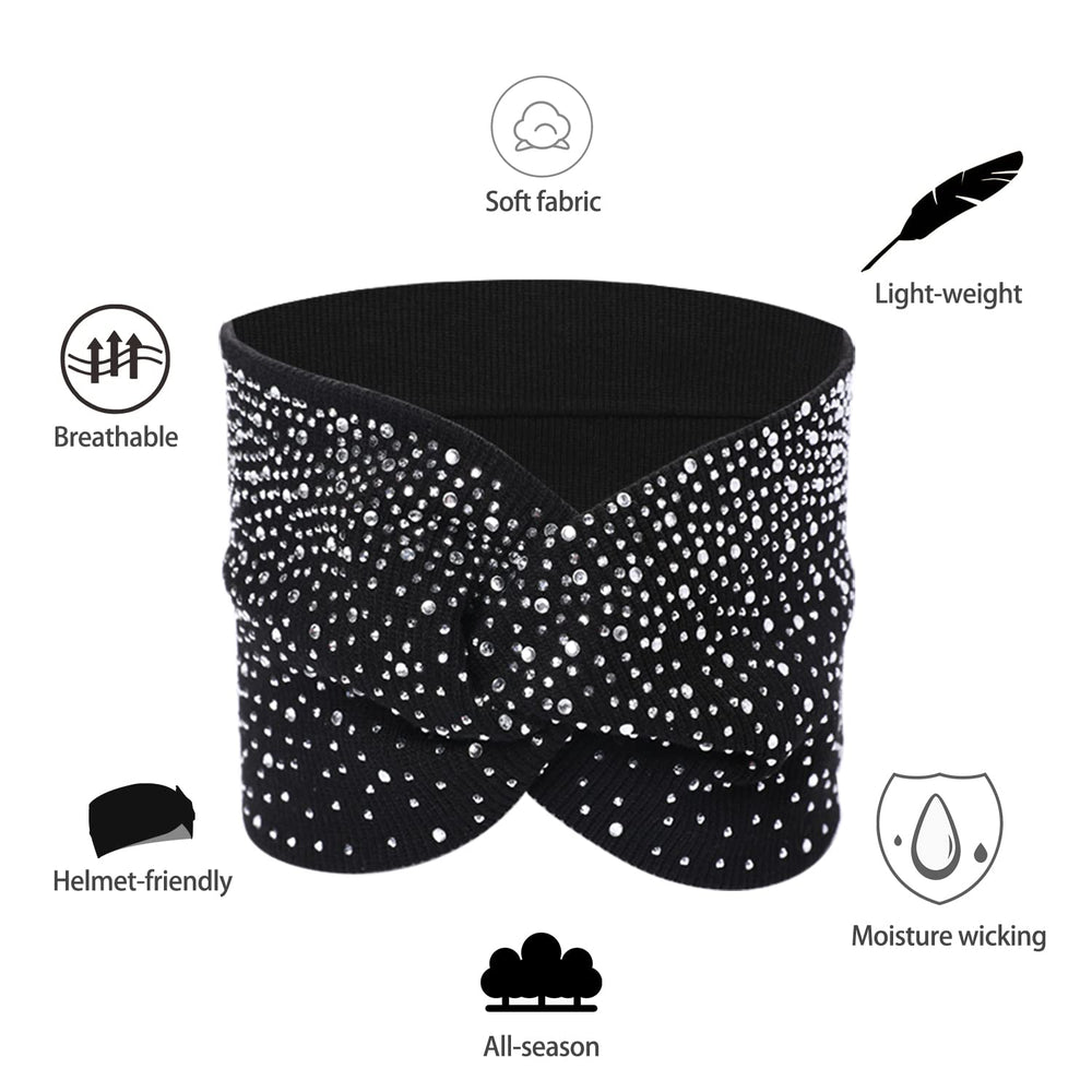 Sliverdew bandeau rhinestone bleu nuit, allure élégante.