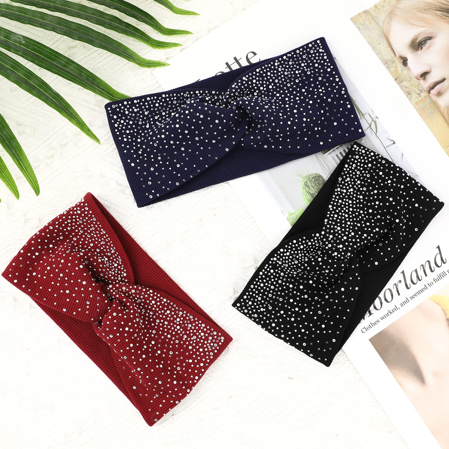 Sliverdew bandeau rhinestone rouge vin, touche scintillante.