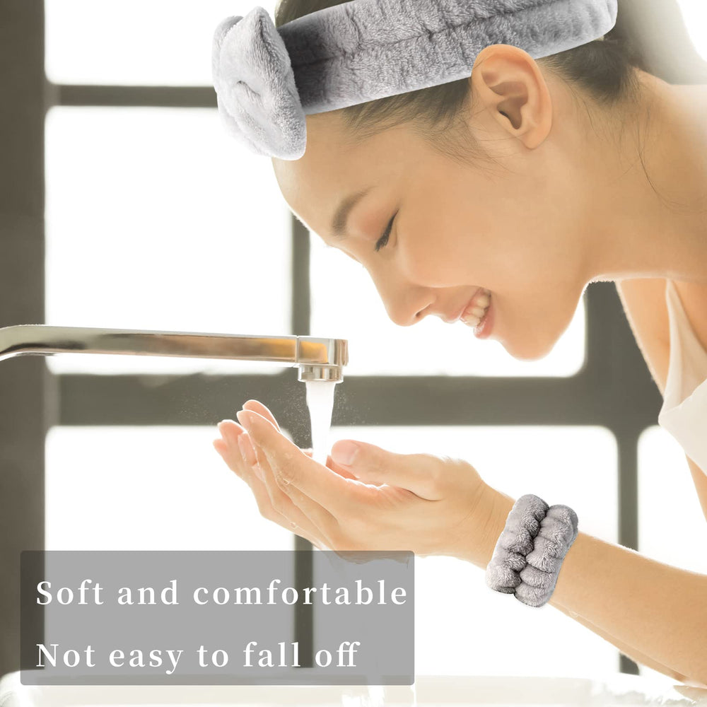SLNZAPTY bandeau visage microfibre gris, douceur et maintien pendant le soin