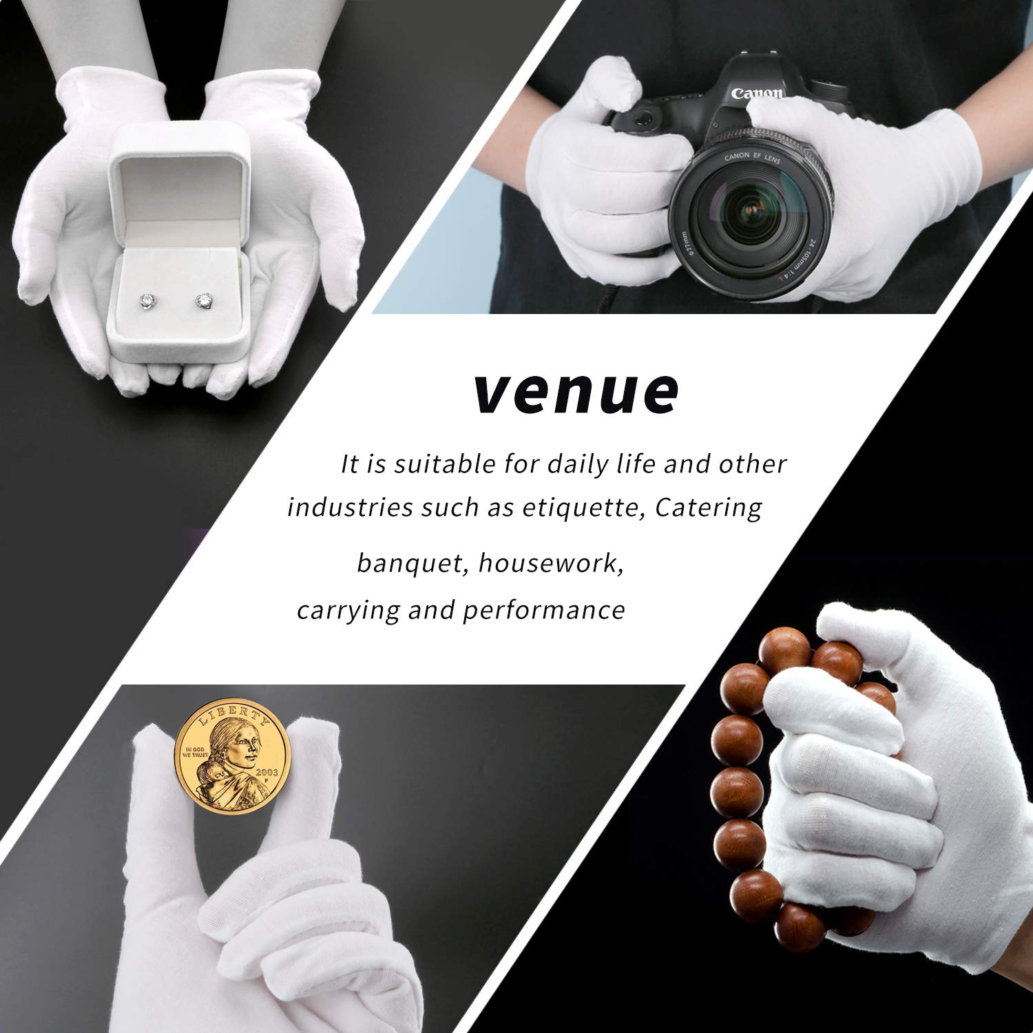 Gants SLWJAXGT en coton blanc usage nocturne après soin des mains.