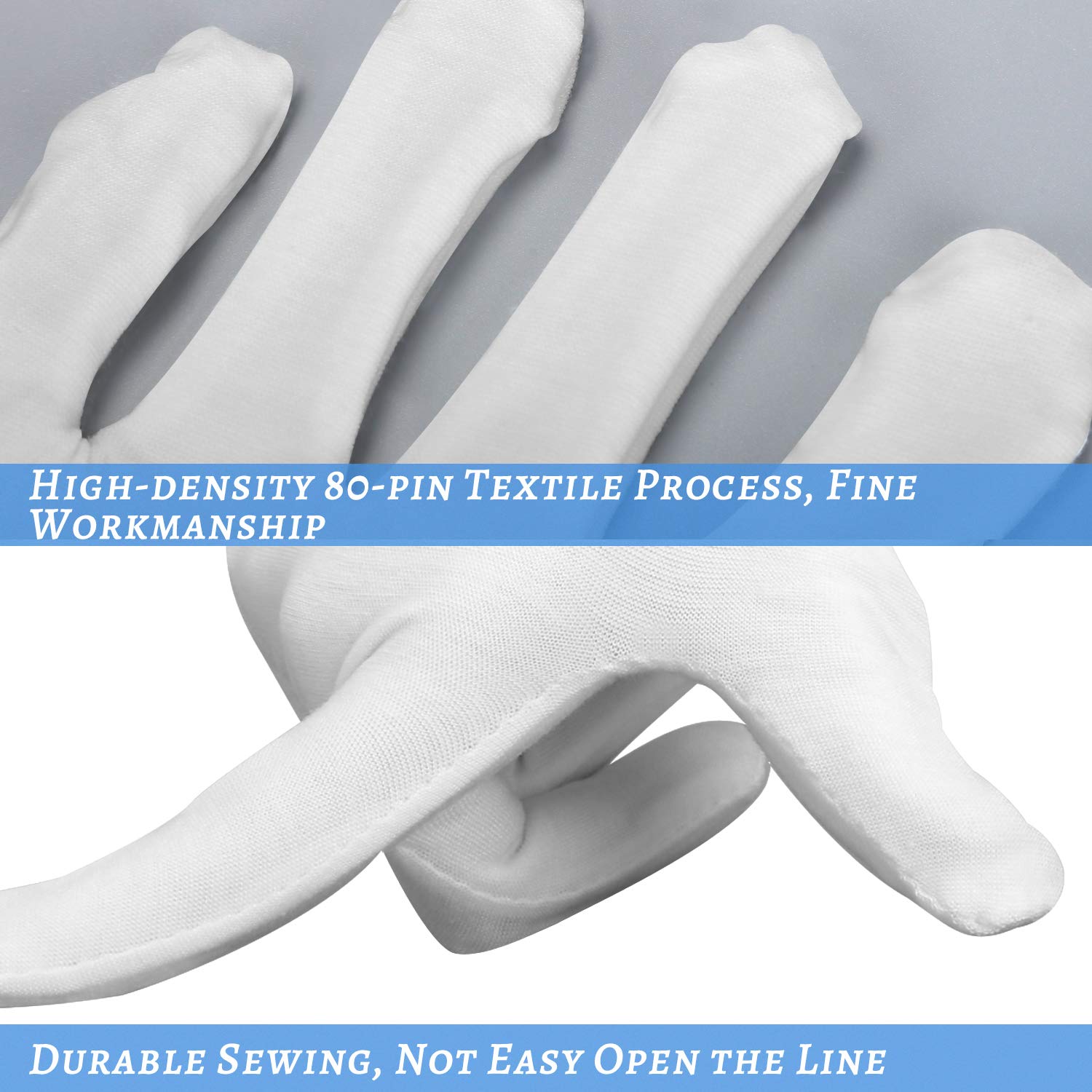 Gants SLWJAXGT en coton blanc après crème, hydratation douce et absorbante.