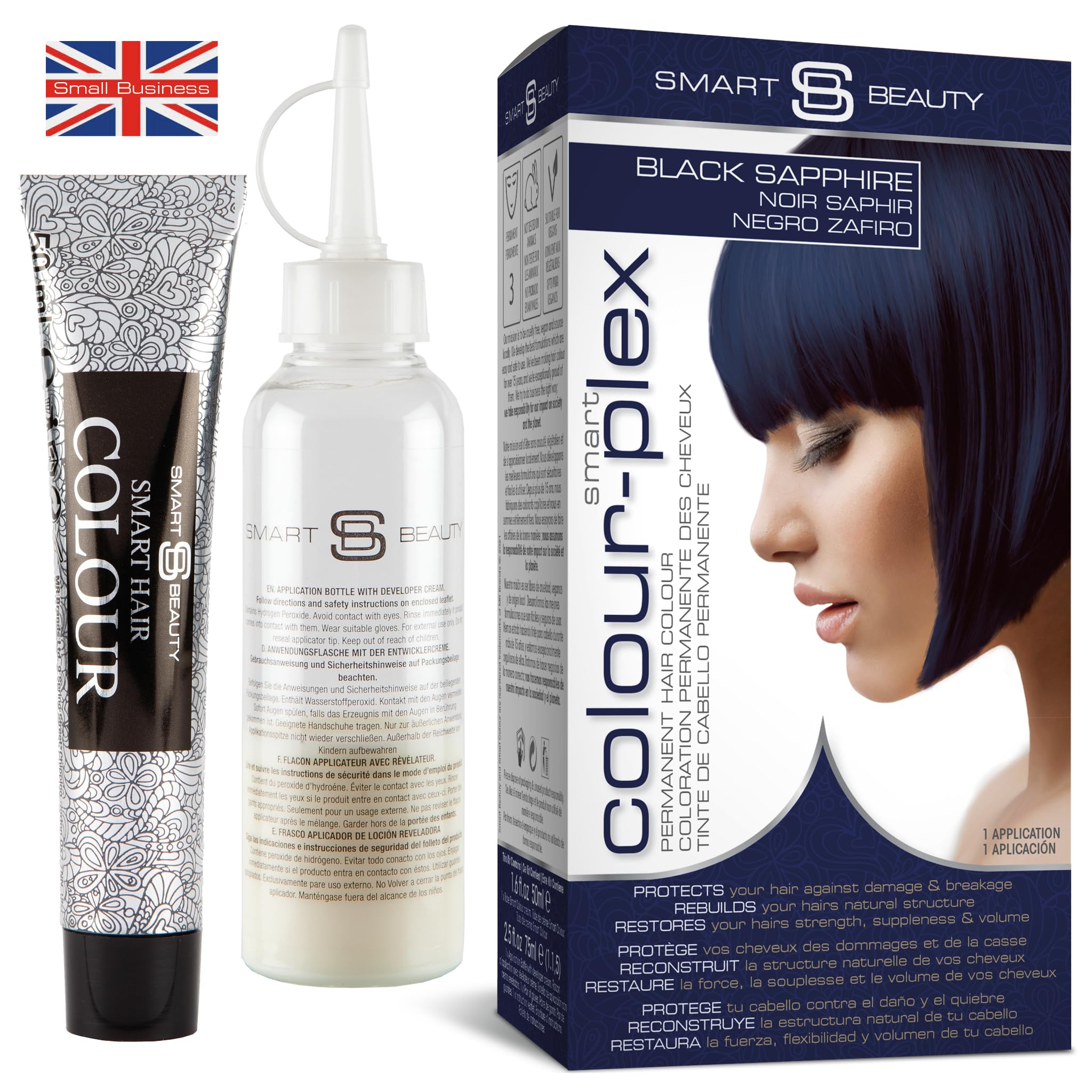 Colorant Smart Beauty bleu-noir en mélange pour une couverture uniforme et durable.