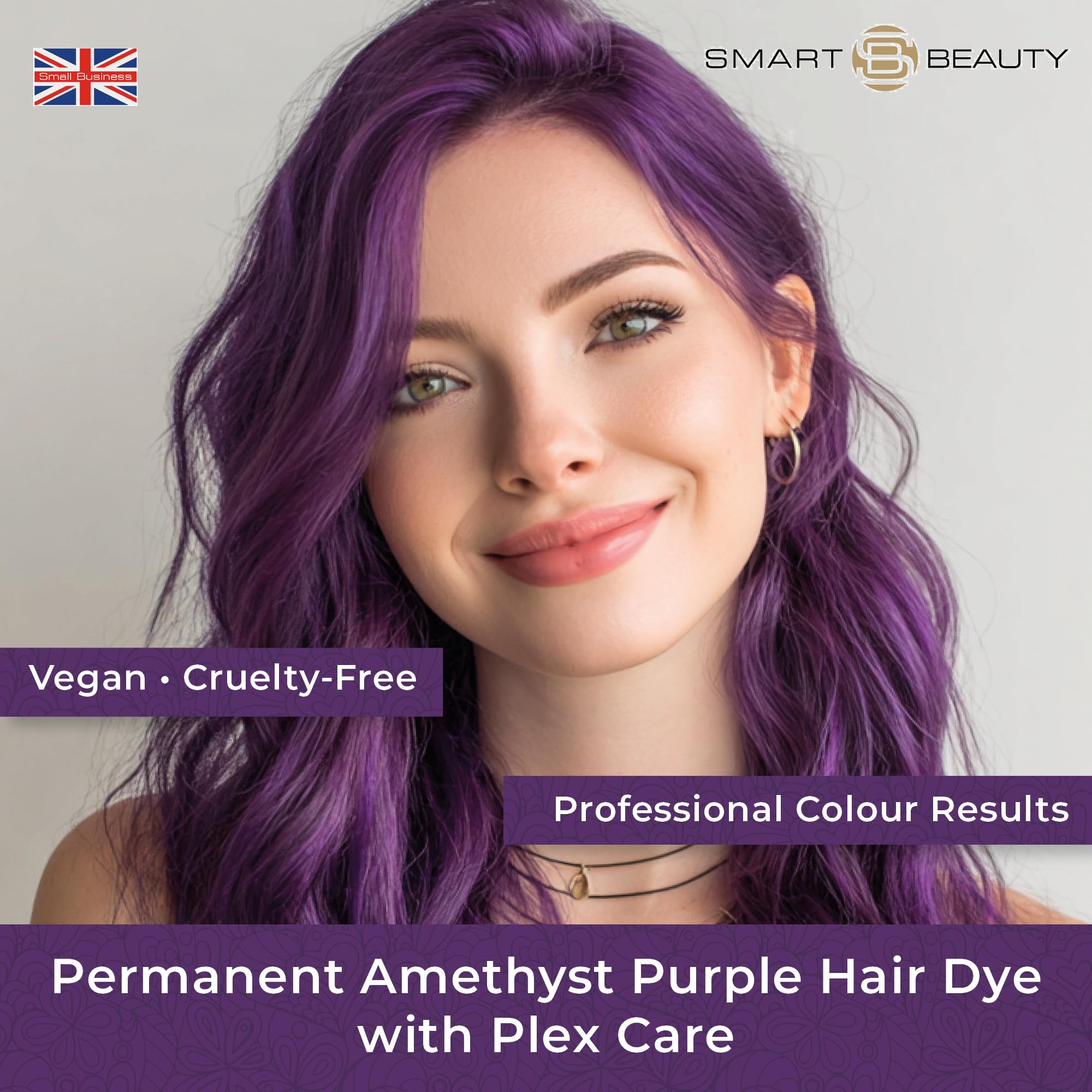 Smart Beauty teinture violet amethyste – Applicateur de précision pour une couleur uniforme.
