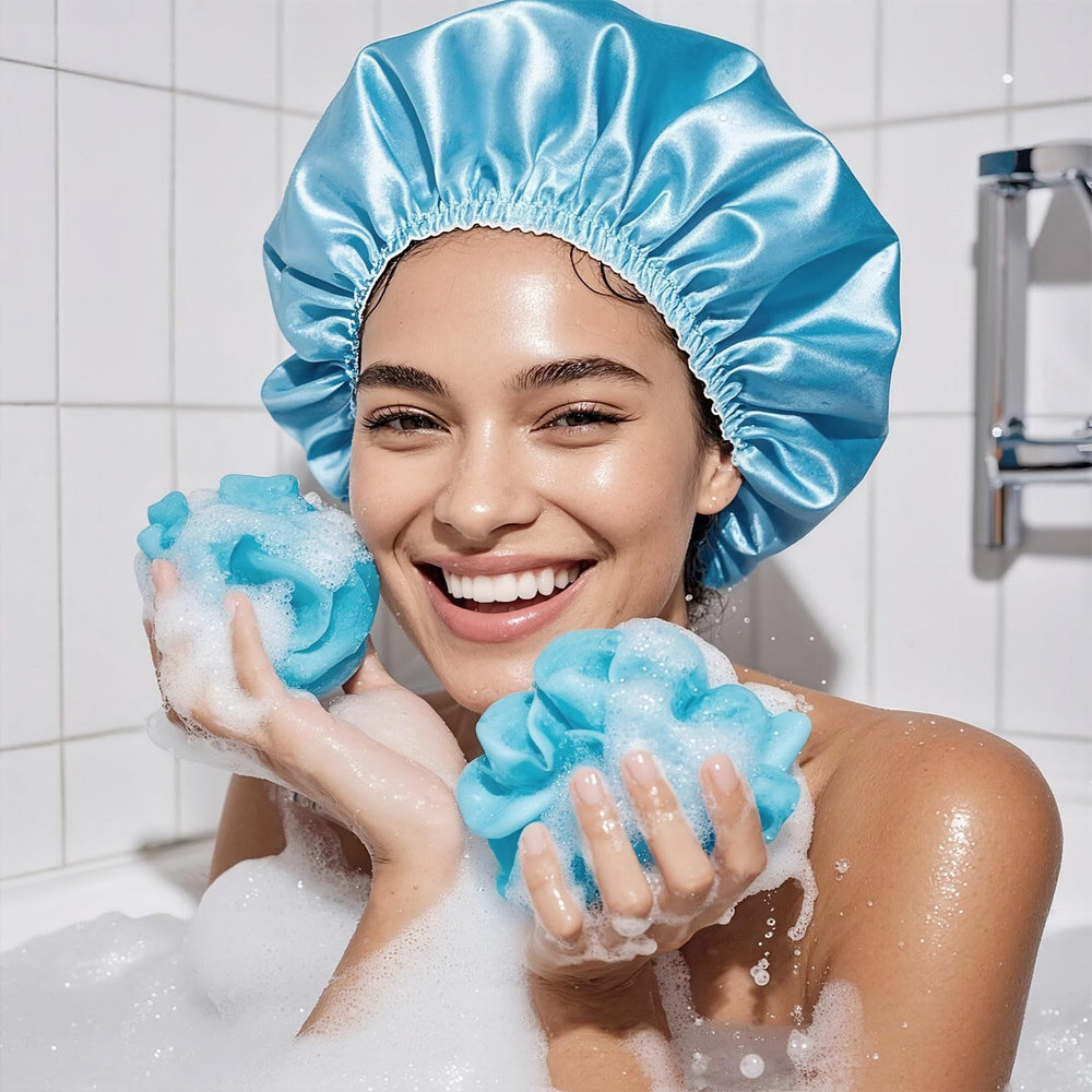 Smilco bonnet-douche bleu, design pratique et réutilisable pour spa et maison