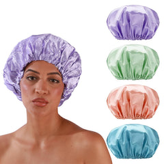 Smilco bonnet-douche double couches vert, maintien des cheveux au sec pendant la douche