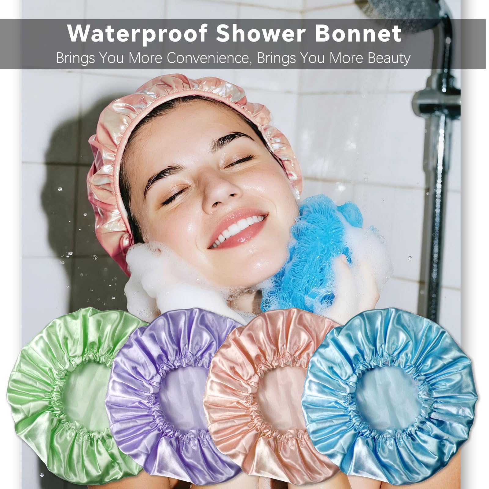 Smilco bonnet-douche double couches violet, confort et étanchéité pour cheveux longs