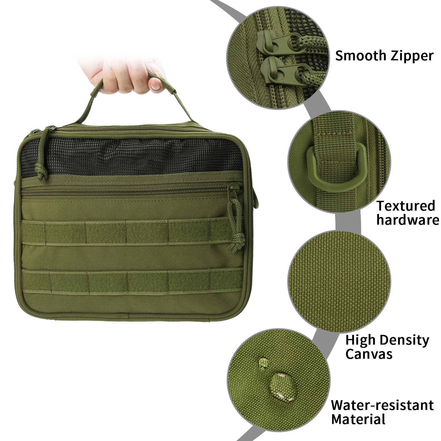 SMONT Sac toilettage tactique vert militaire base robuste et durable