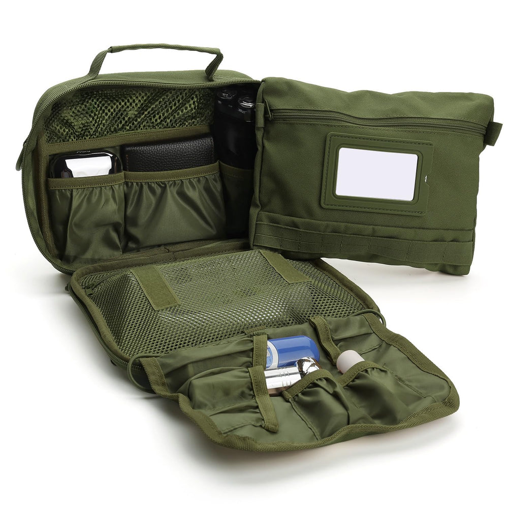 SMONT Sac toilettage tactique vert militaire avec design à poche frontale modulable