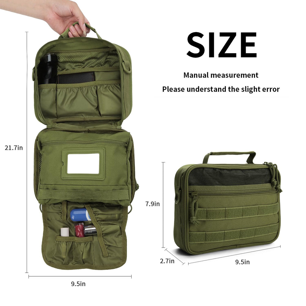 SMONT Sac toilettage tactique vert militaire avec poignée latérale pratique