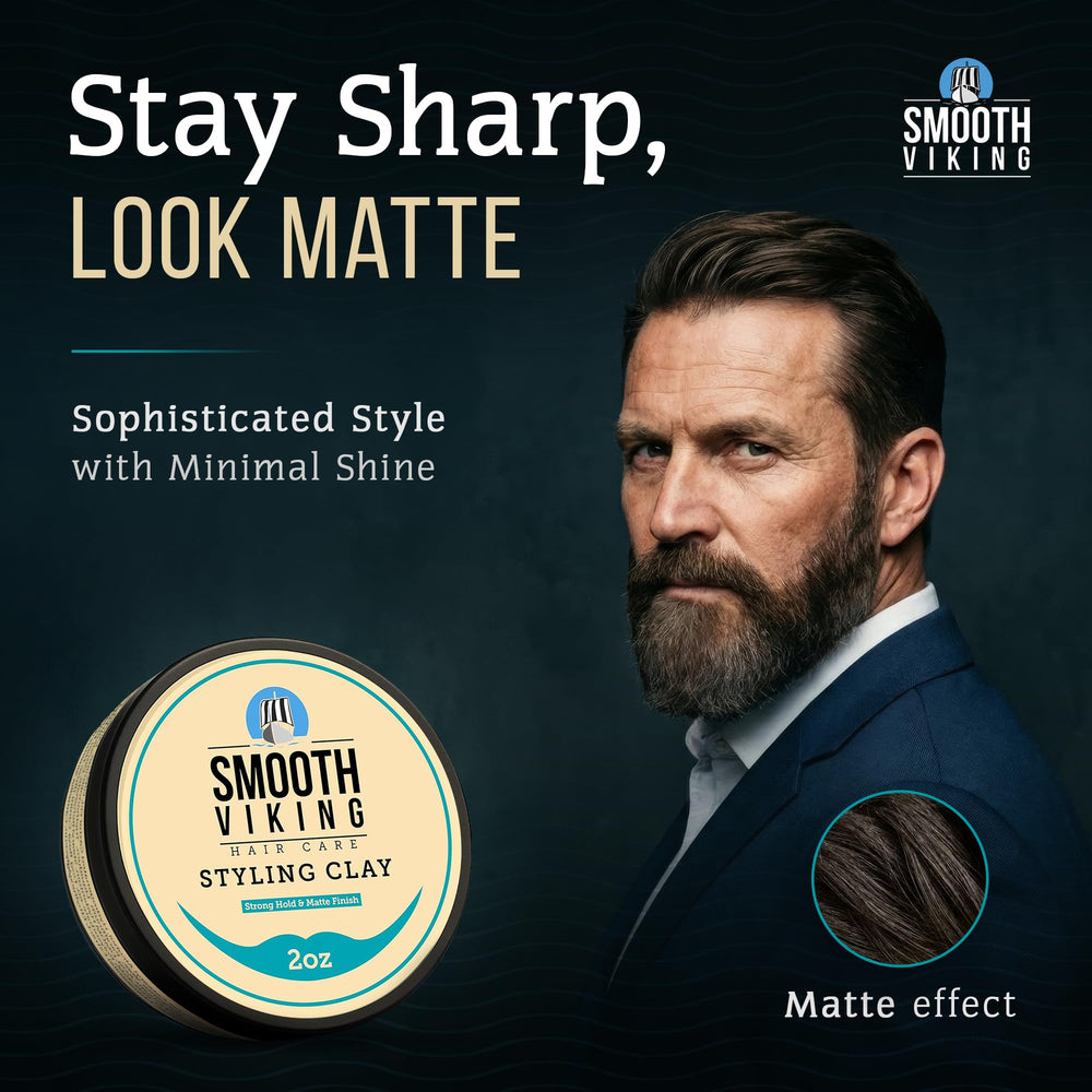 Smooth Viking Argile cheveux homme finition matte pour un look naturel.
