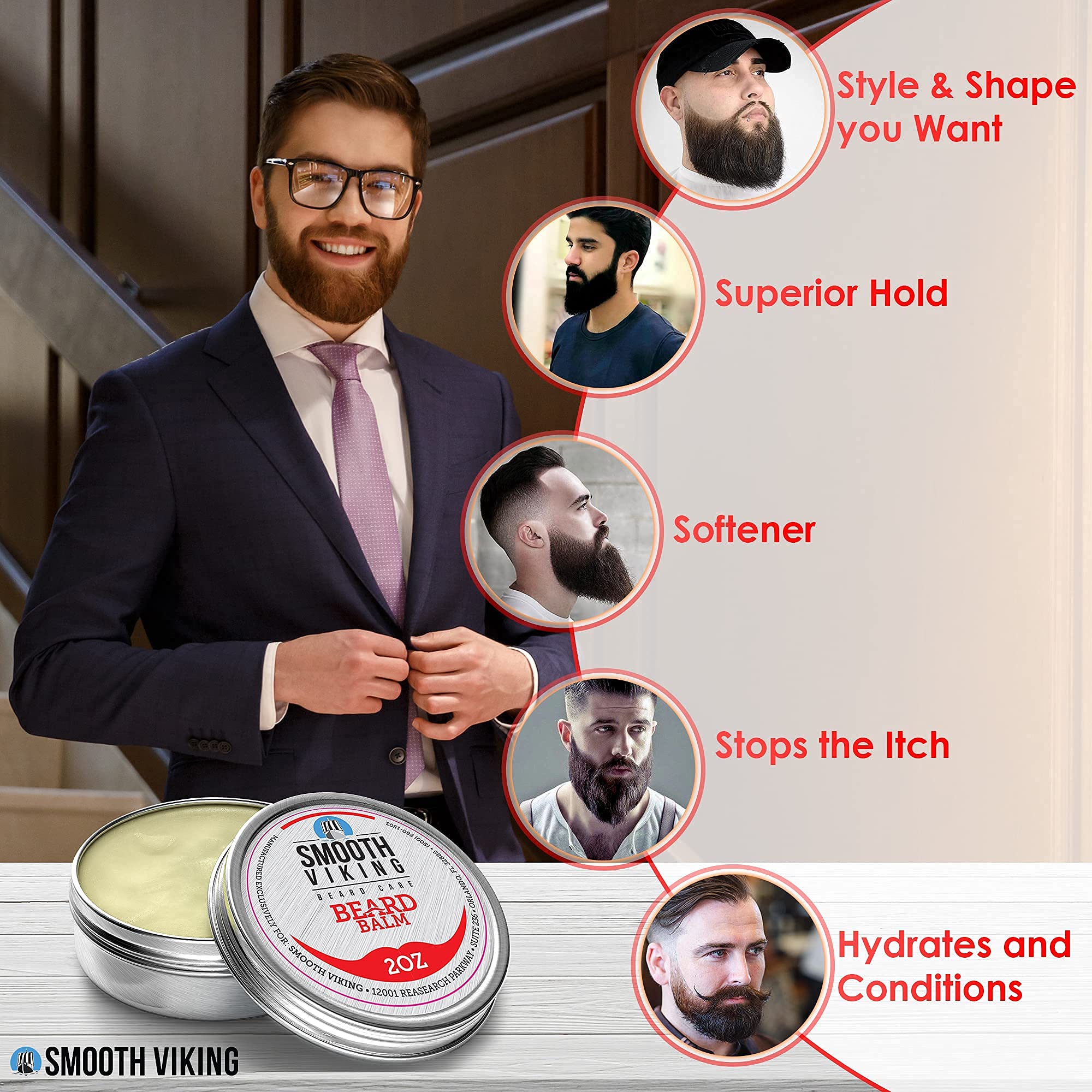 Conseil d’utilisation de Smooth Viking Barbe Baume pour un coiffage efficace.