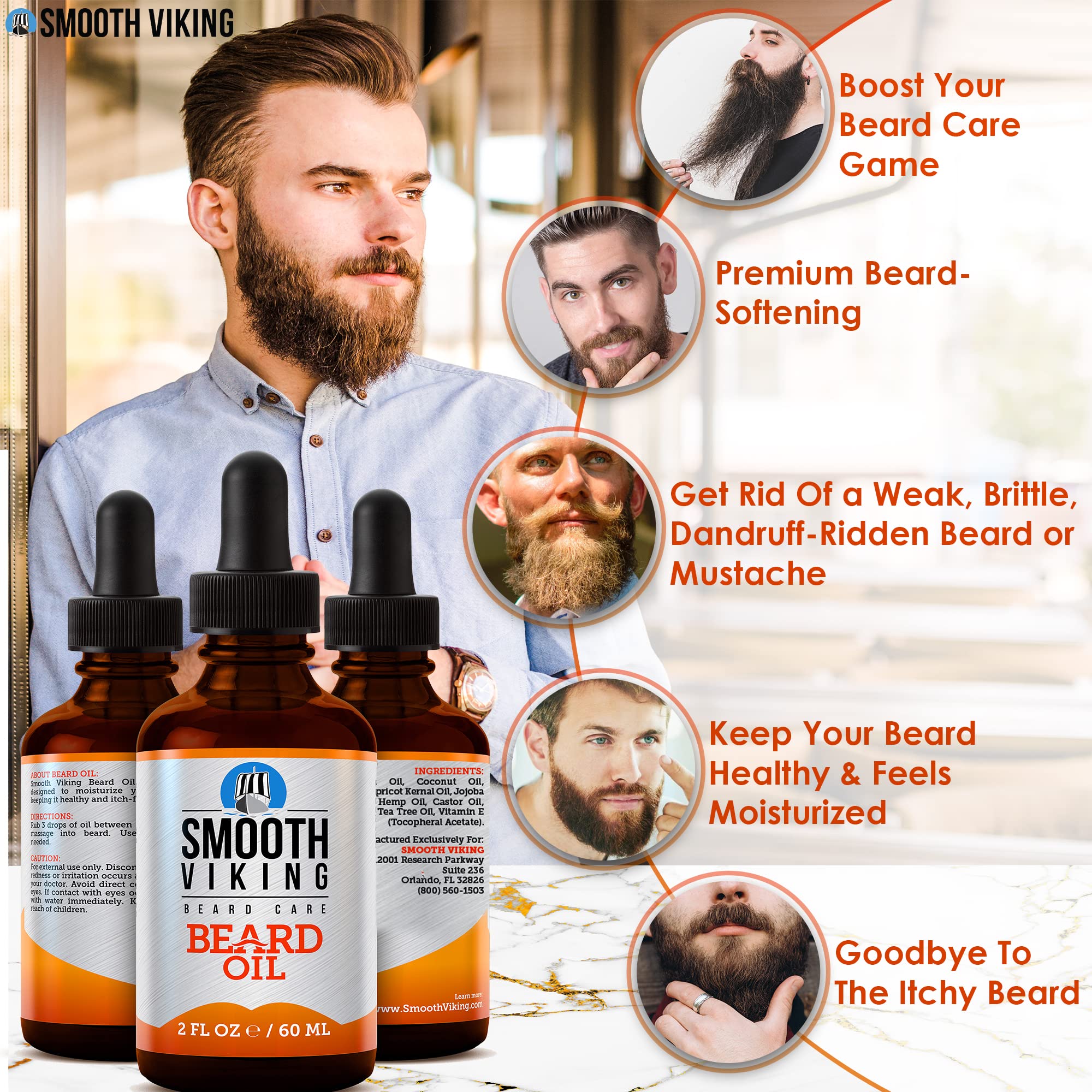 Smooth Viking Barbe Moustache Douceur, poils plus souples et coiffables.