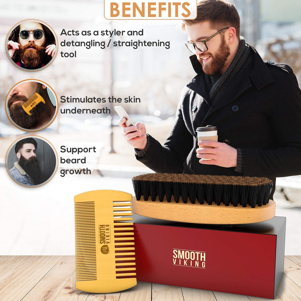 SMOOTH VIKING BEARD CARE - Brosse barbe distribution huiles pour une barbe équilibrée.