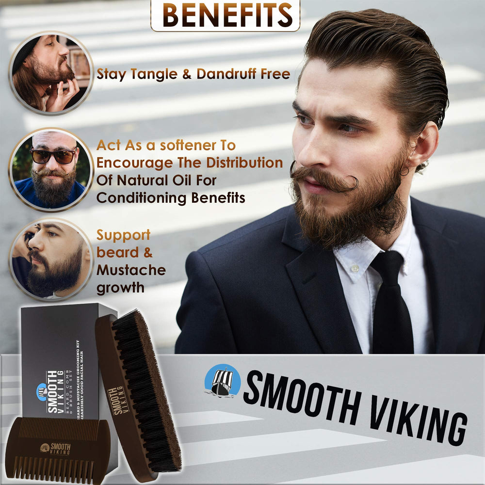 Brosse barbe Smooth Viking répartit les huiles naturelles sans tirer