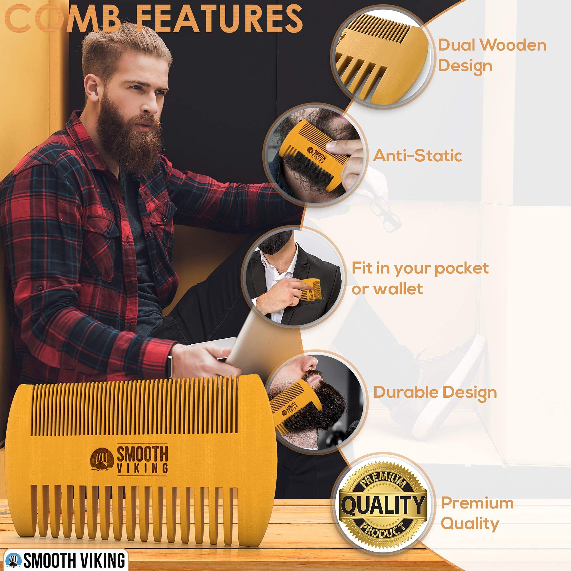 SMOOTH VIKING BEARD CARE - Brosse barbe pour styling jour après jour.
