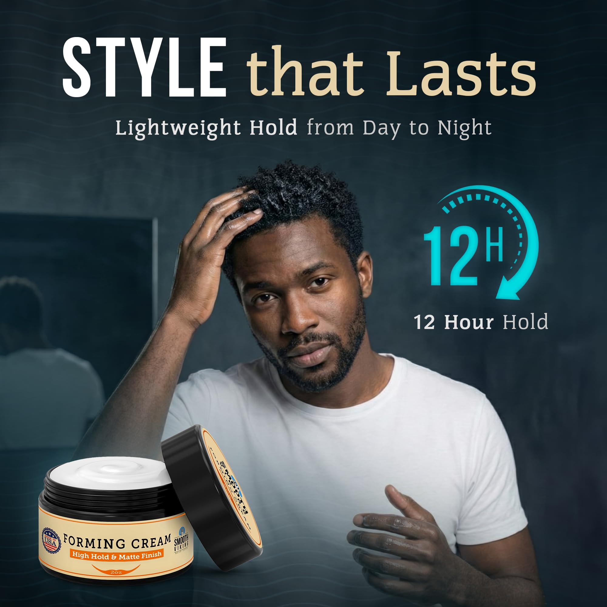 Smooth Viking Crème de coiffage, cheveux longs avec texture naturelle.