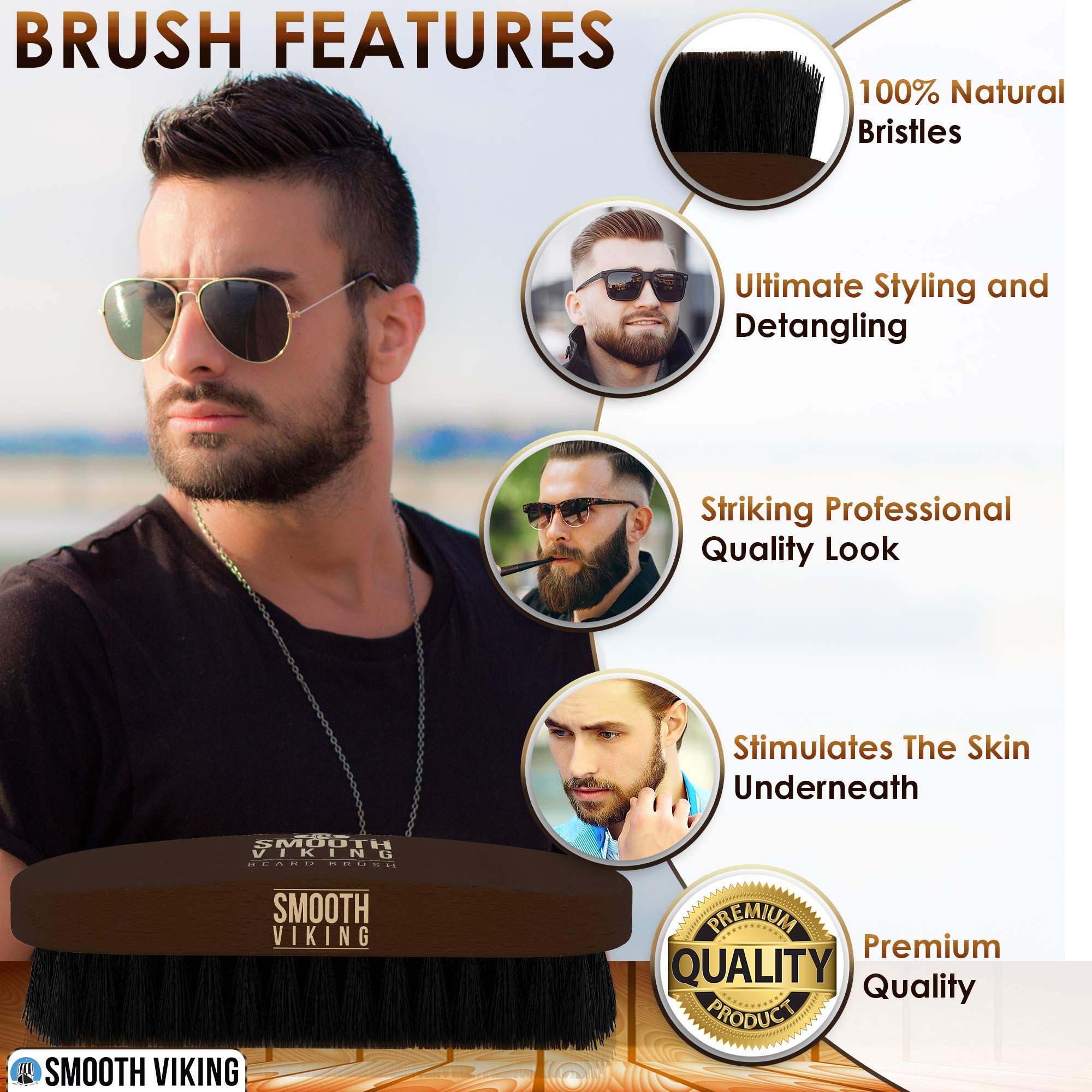 Ensemble cadeau Smooth Viking barbe: brosse et peigne pour homme