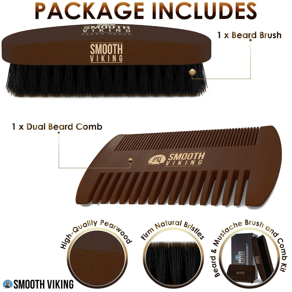 Peigne barbe Smooth Viking en bois double face pour un style net et précis