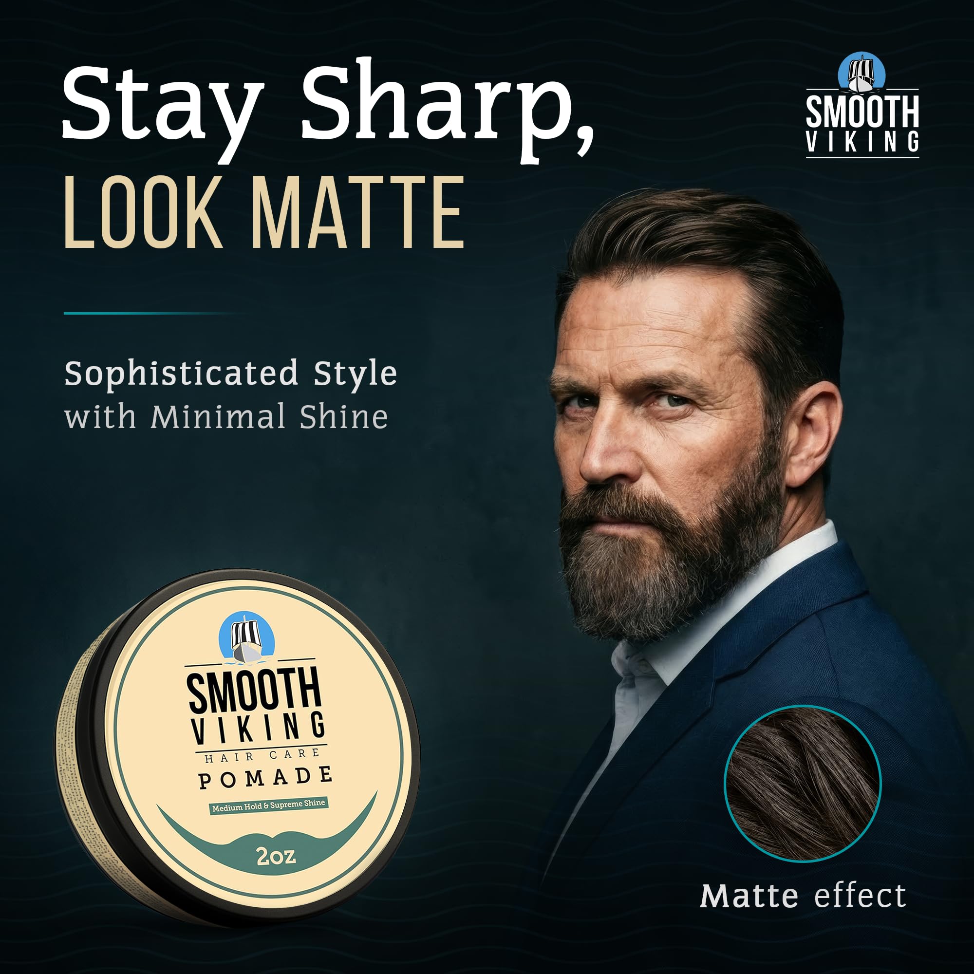 Smooth Viking Pomade — application sur cheveux humides pour une répartition facile.