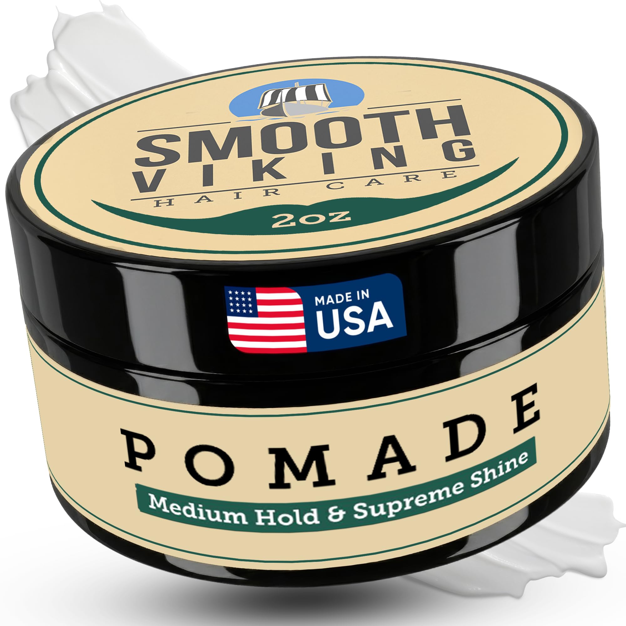 Smooth Viking Pomade: bouteille 2 oz prête à l'emploi pour un coiffage durable.
