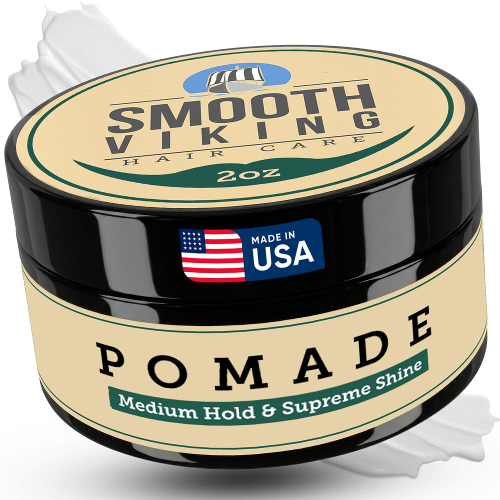 Smooth Viking Pomade: bouteille 2 oz prête à l'emploi pour un coiffage durable.