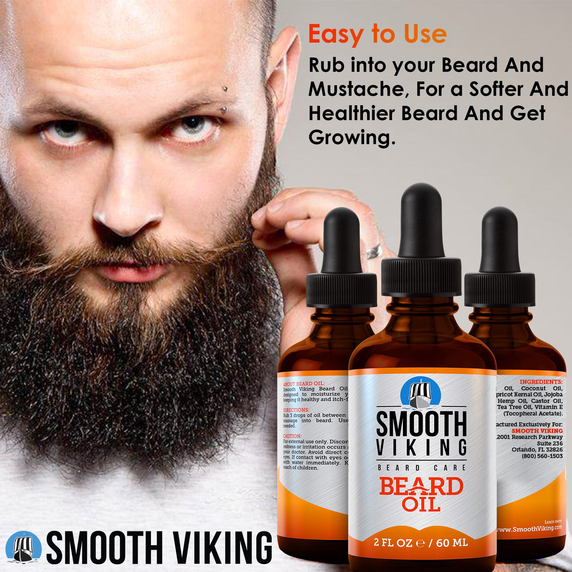 Smooth Viking Soin Barbe Polyvalent, adapté à tous types de poils.