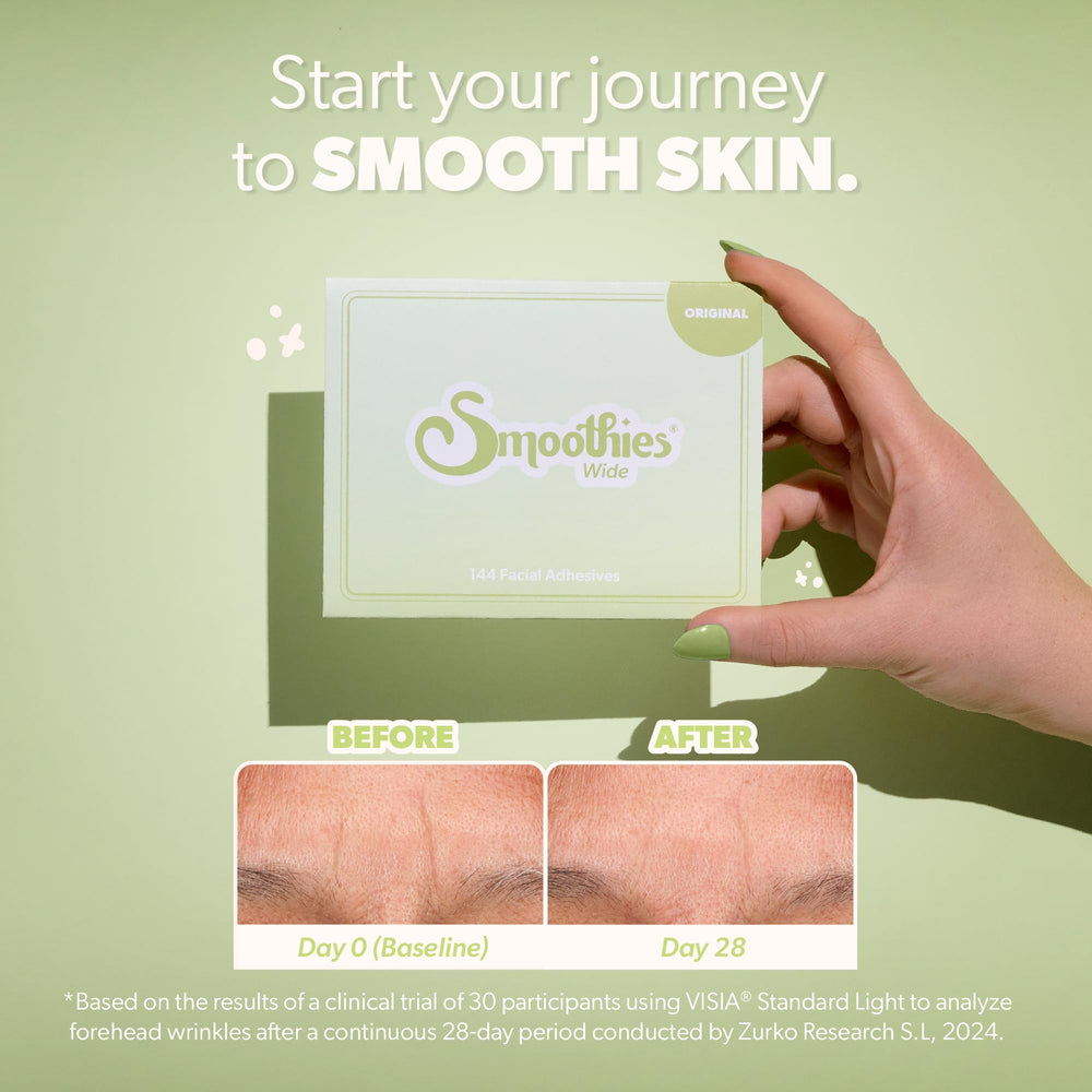 Adhésifs Smoothies pour visage, tenue nocturne douce et efficace.