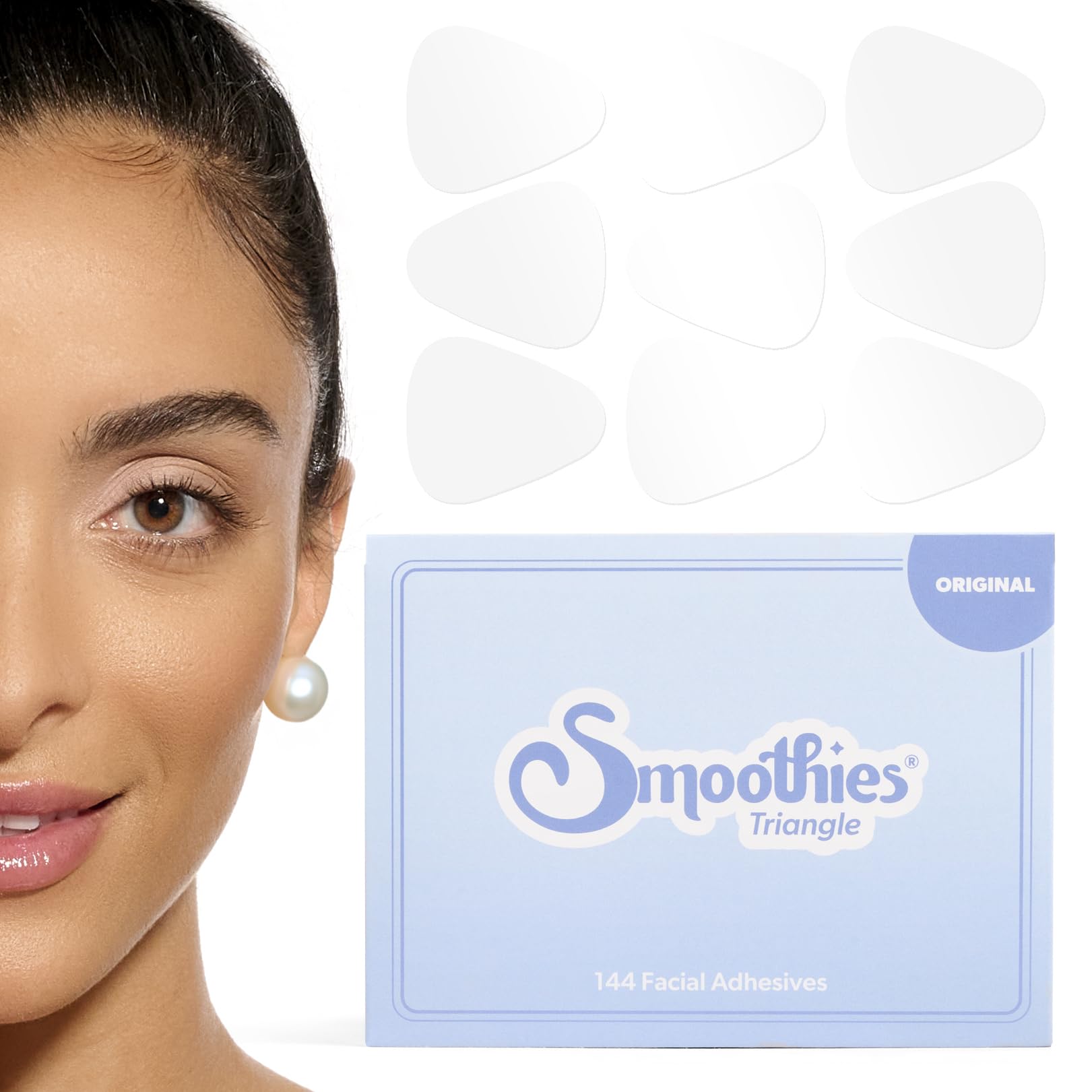 Patchs triangle Smoothies pour le visage, lissant les ridules pendant la nuit.