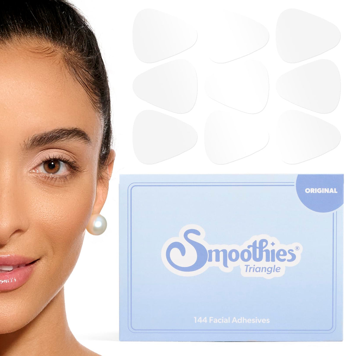Patchs triangle Smoothies pour le visage, lissant les ridules pendant la nuit.