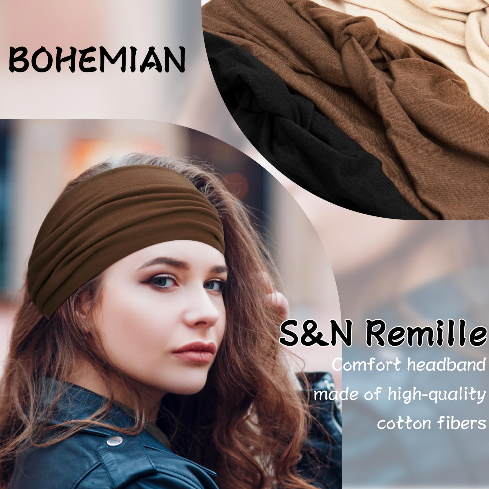 S&N Remille bandeau pour yoga et voyages, tissu respirant et confortable.
