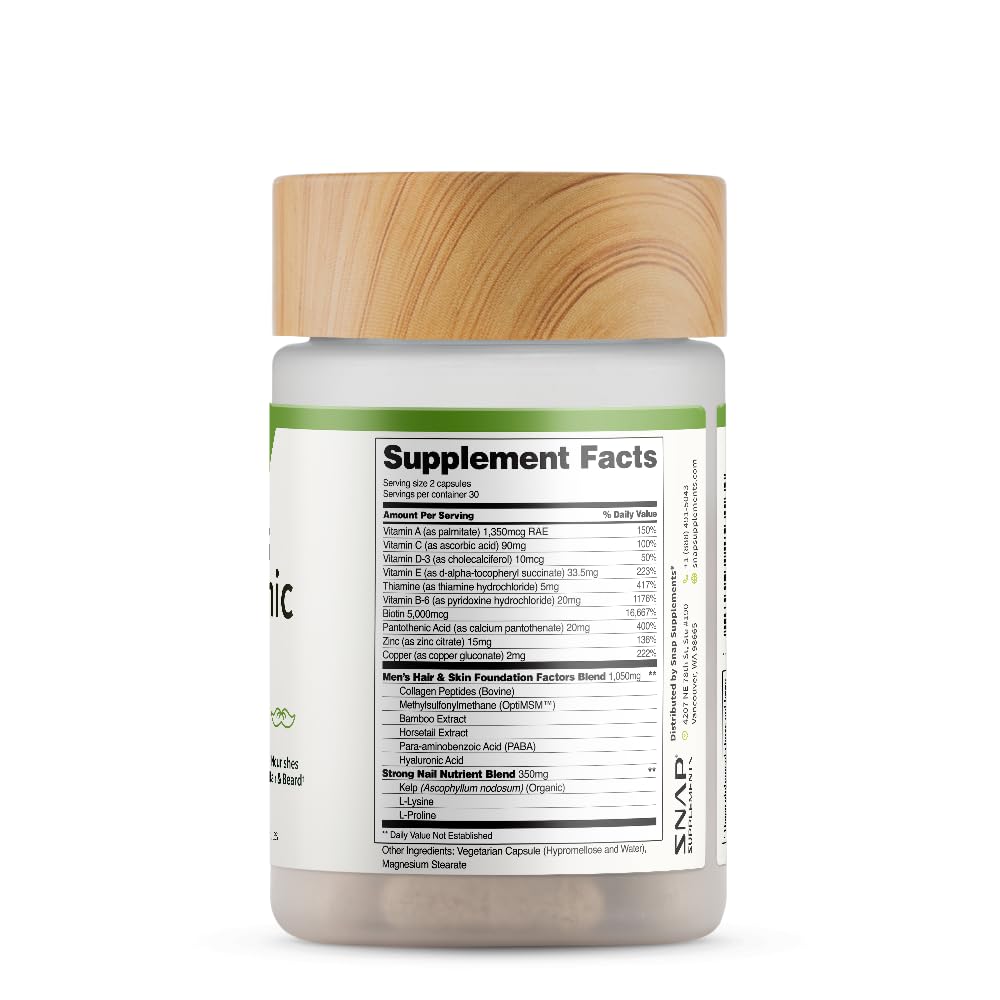 Snap Supplements Dose 60 Capsules: dosage pratique pour une routine quotidienne de soutien capillaire.