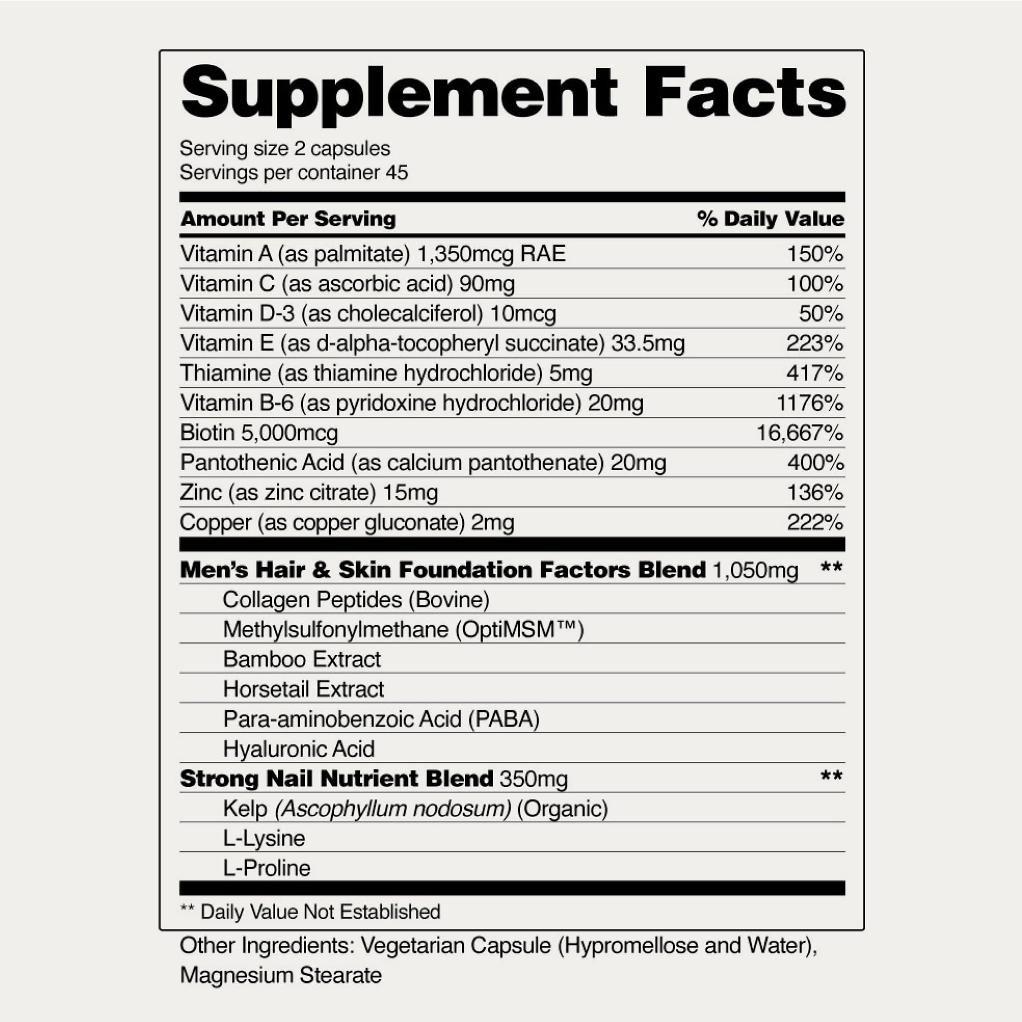Snap Supplements Ingrédients Prêle: prêle renforçant les cheveux et la résistance à la casse.