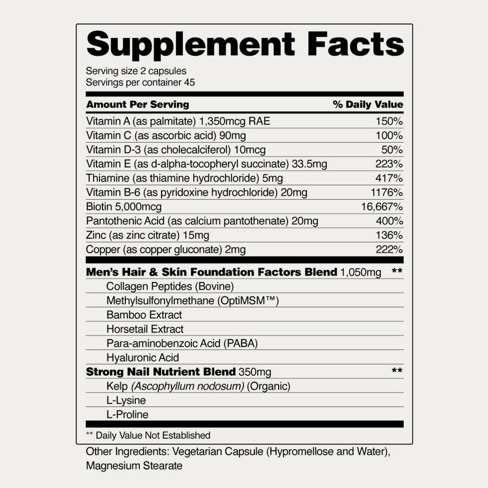 Snap Supplements Ingrédients Prêle: prêle renforçant les cheveux et la résistance à la casse.